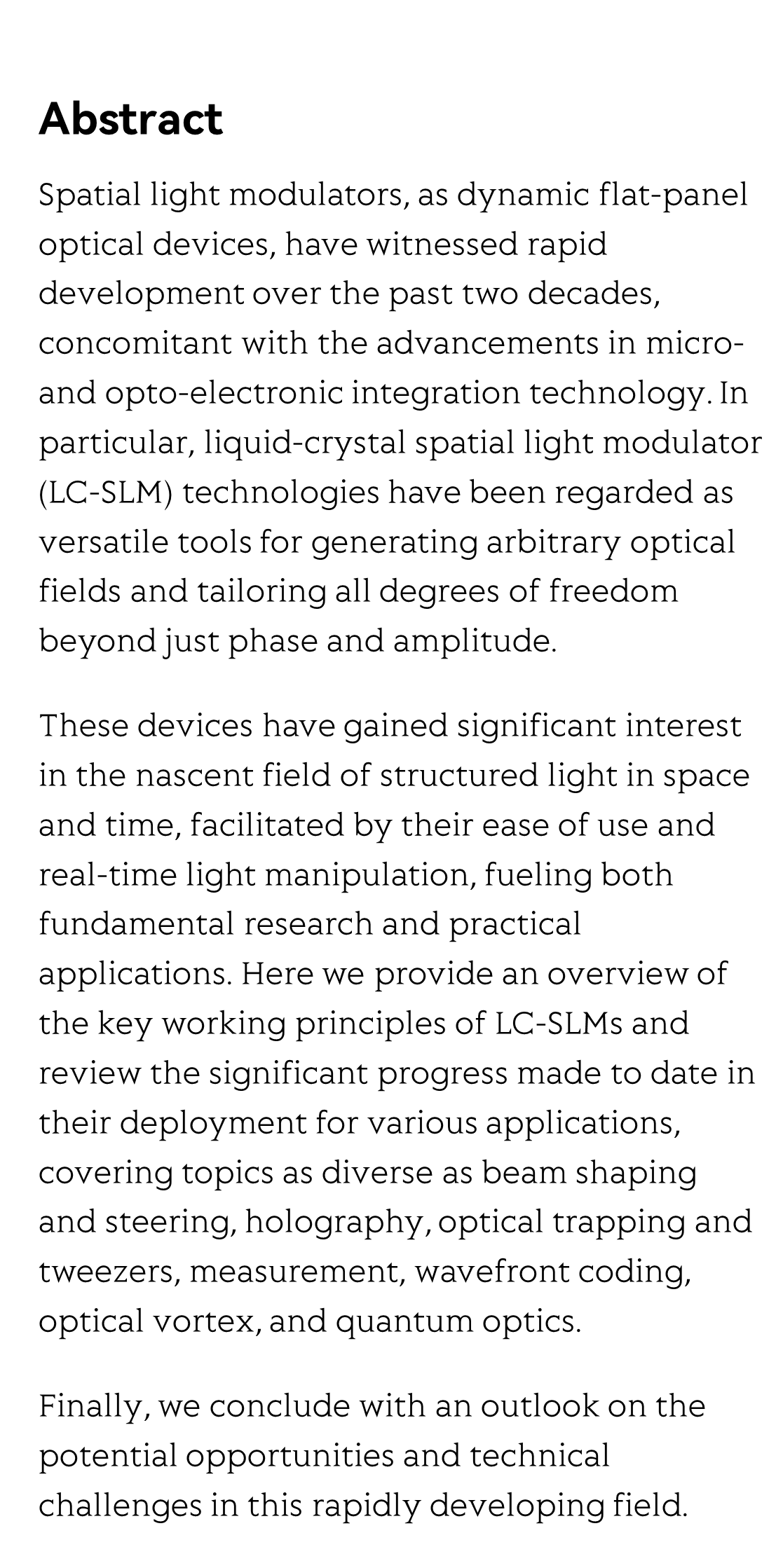 A review of liquid crystal spatial light modulators: devices and applications_2