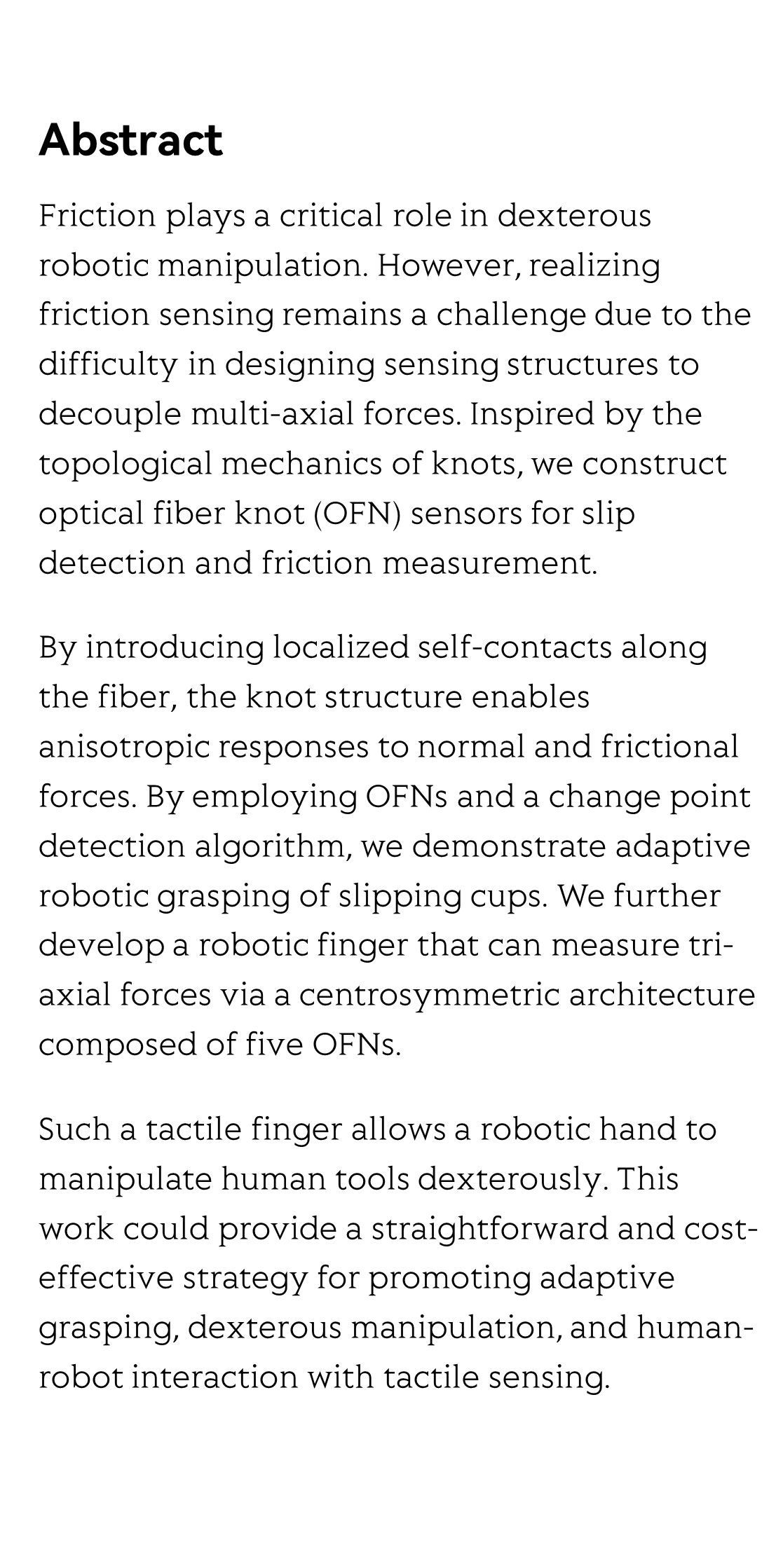 Knot-inspired optical sensors for slip detection and friction measurement in dexterous robotic manipulation_2