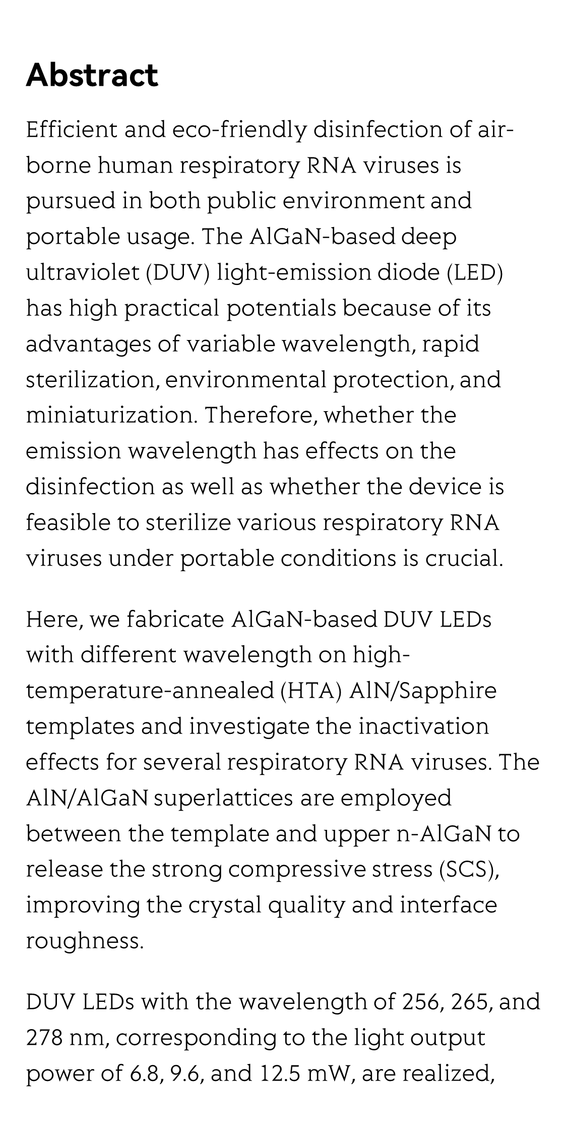 Rapid inactivation of human respiratory RNA viruses by deep ultraviolet irradiation from light-emitting diodes on a high-temperature-annealed AlN/Sapphire template_2