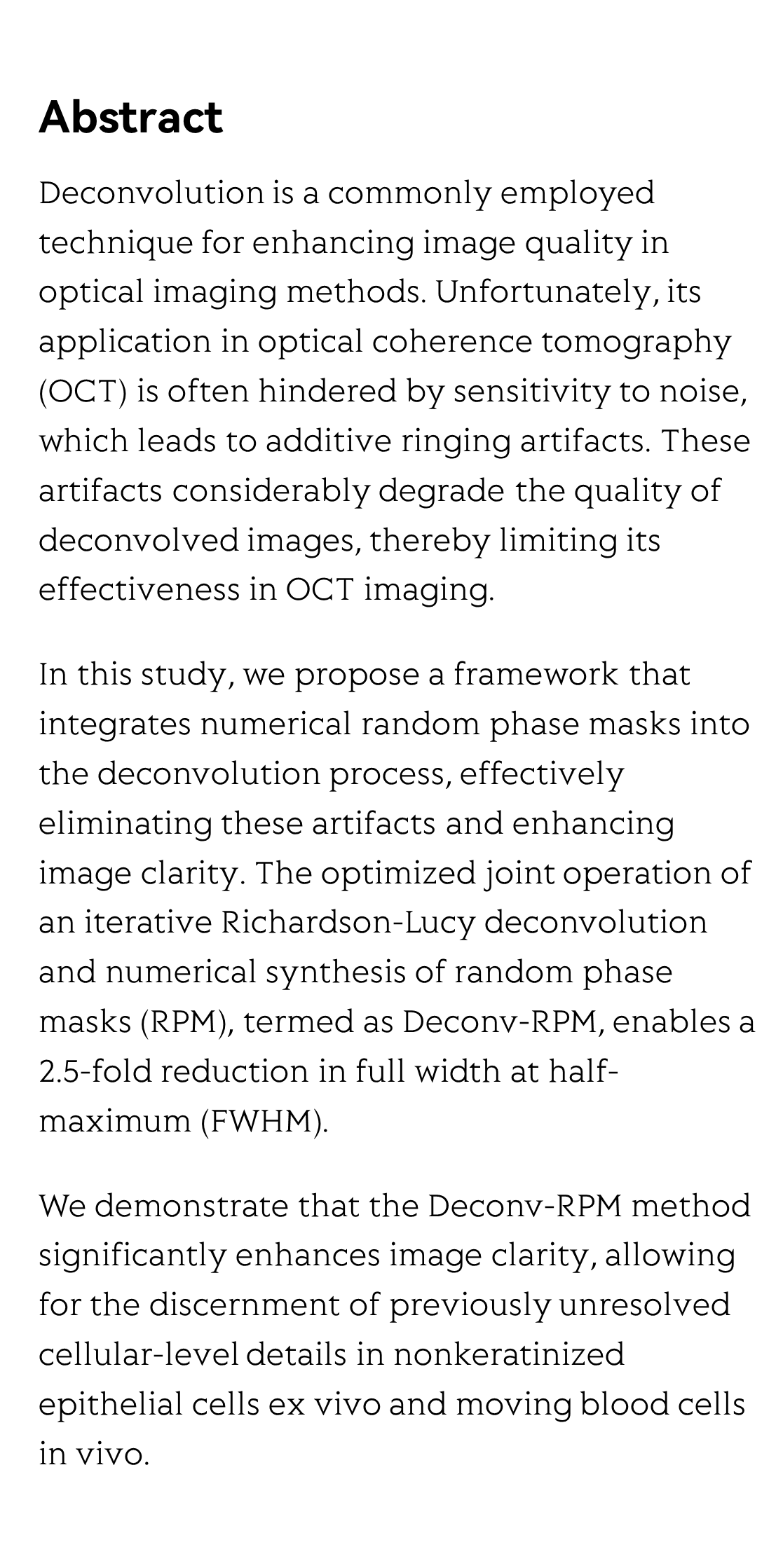 Deblurring, artifact-free optical coherence tomography with deconvolution-random phase modulation_2