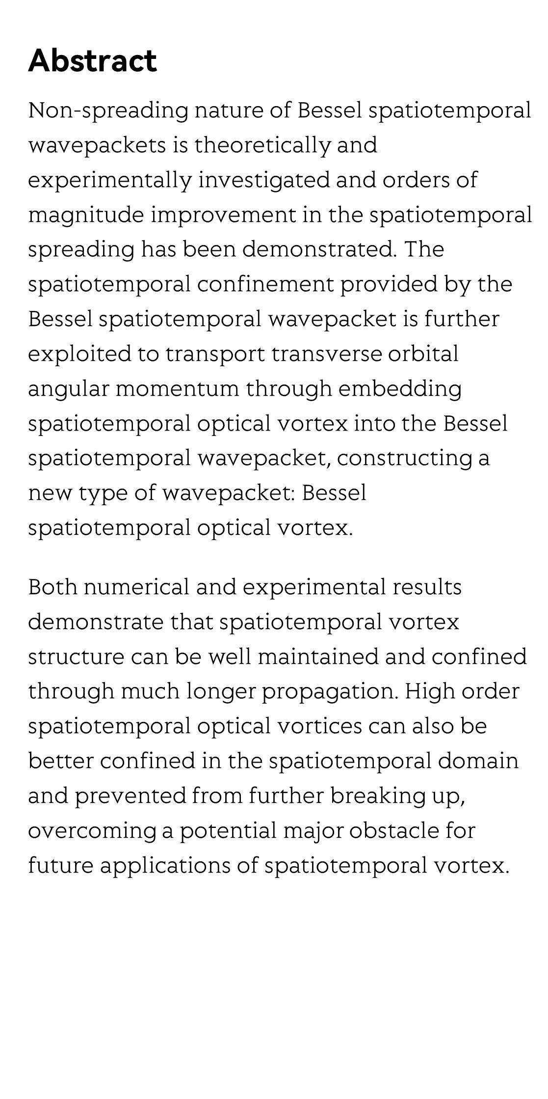 Non-spreading bessel spatiotemporal optical vortices_2