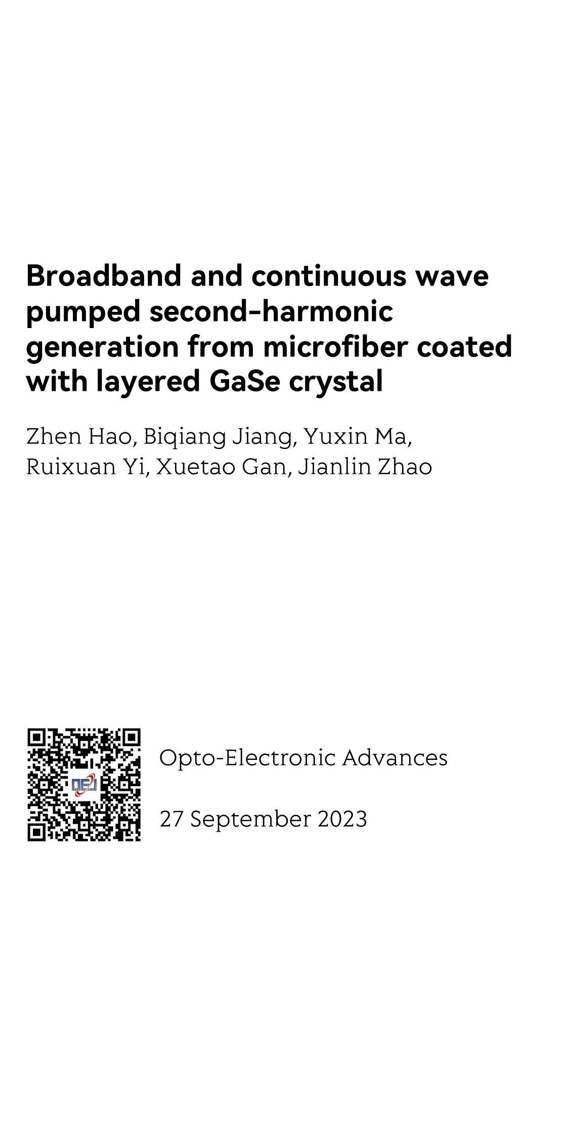 Broadband and continuous wave pumped second-harmonic generation from microfiber coated with layered GaSe crystal_1