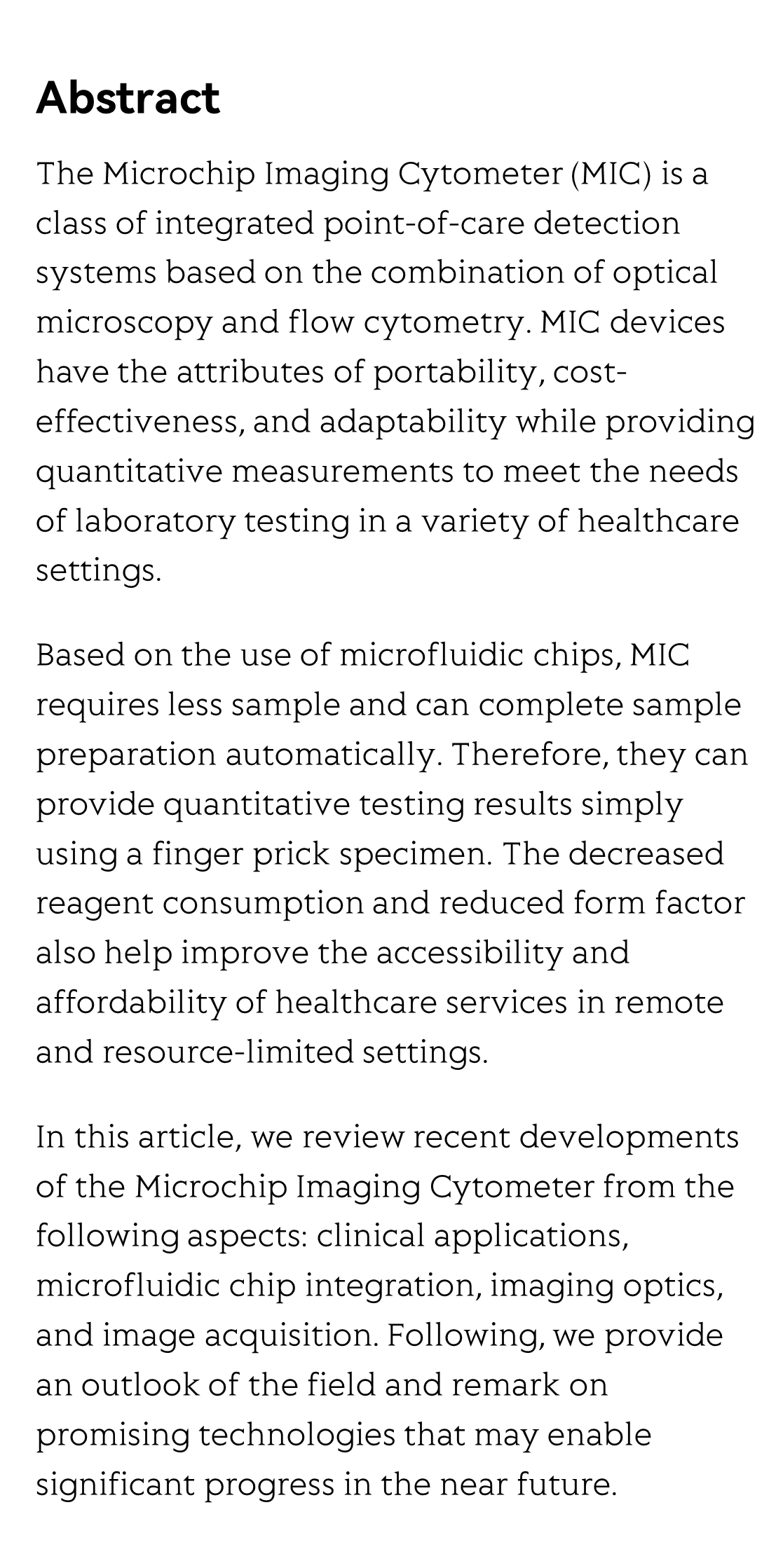 Microchip imaging cytometer: making healthcare available, accessible, and affordable_2