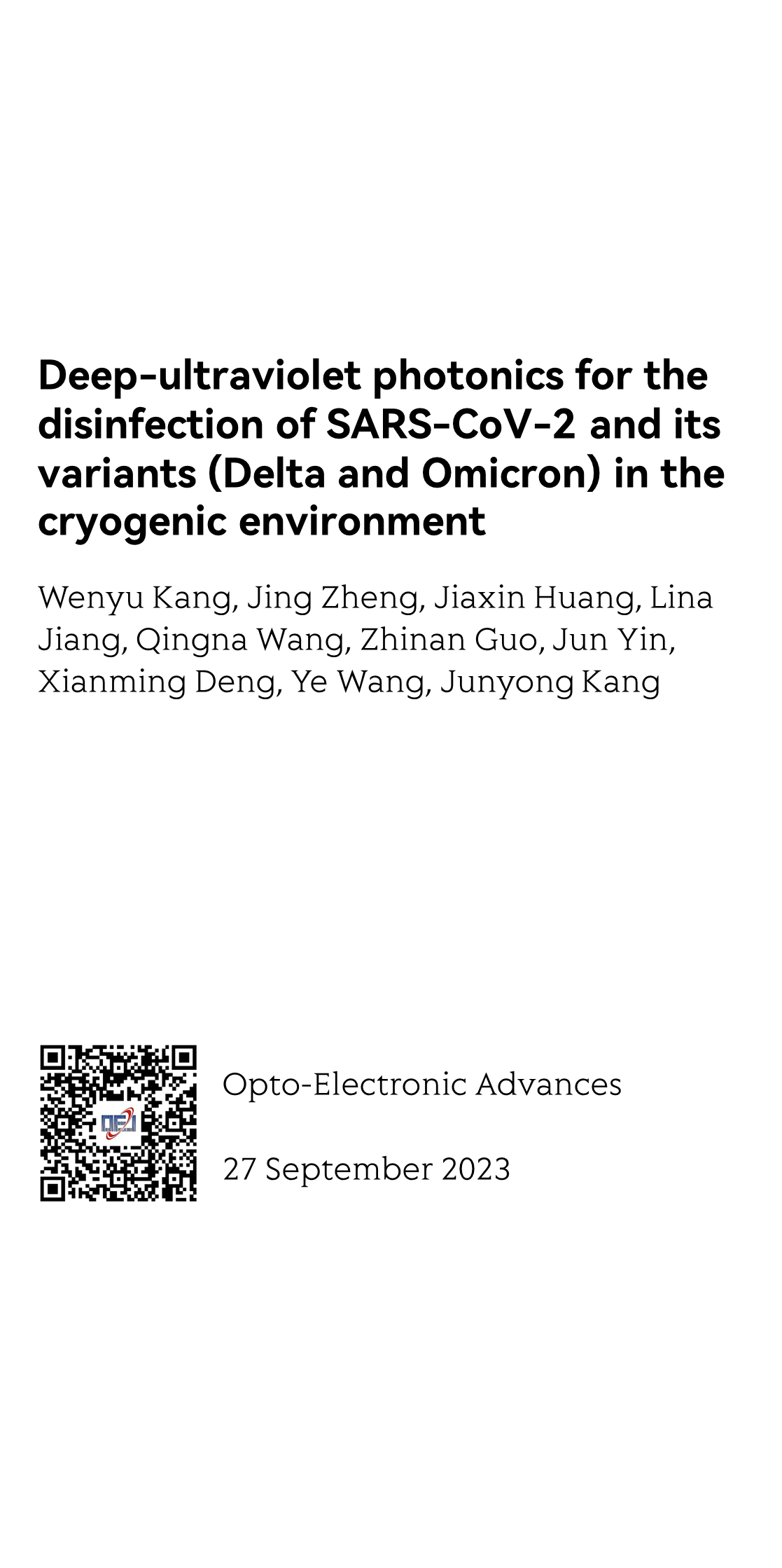Deep-ultraviolet photonics for the disinfection of SARS-CoV-2 and its variants (Delta and Omicron) in the cryogenic environment_1