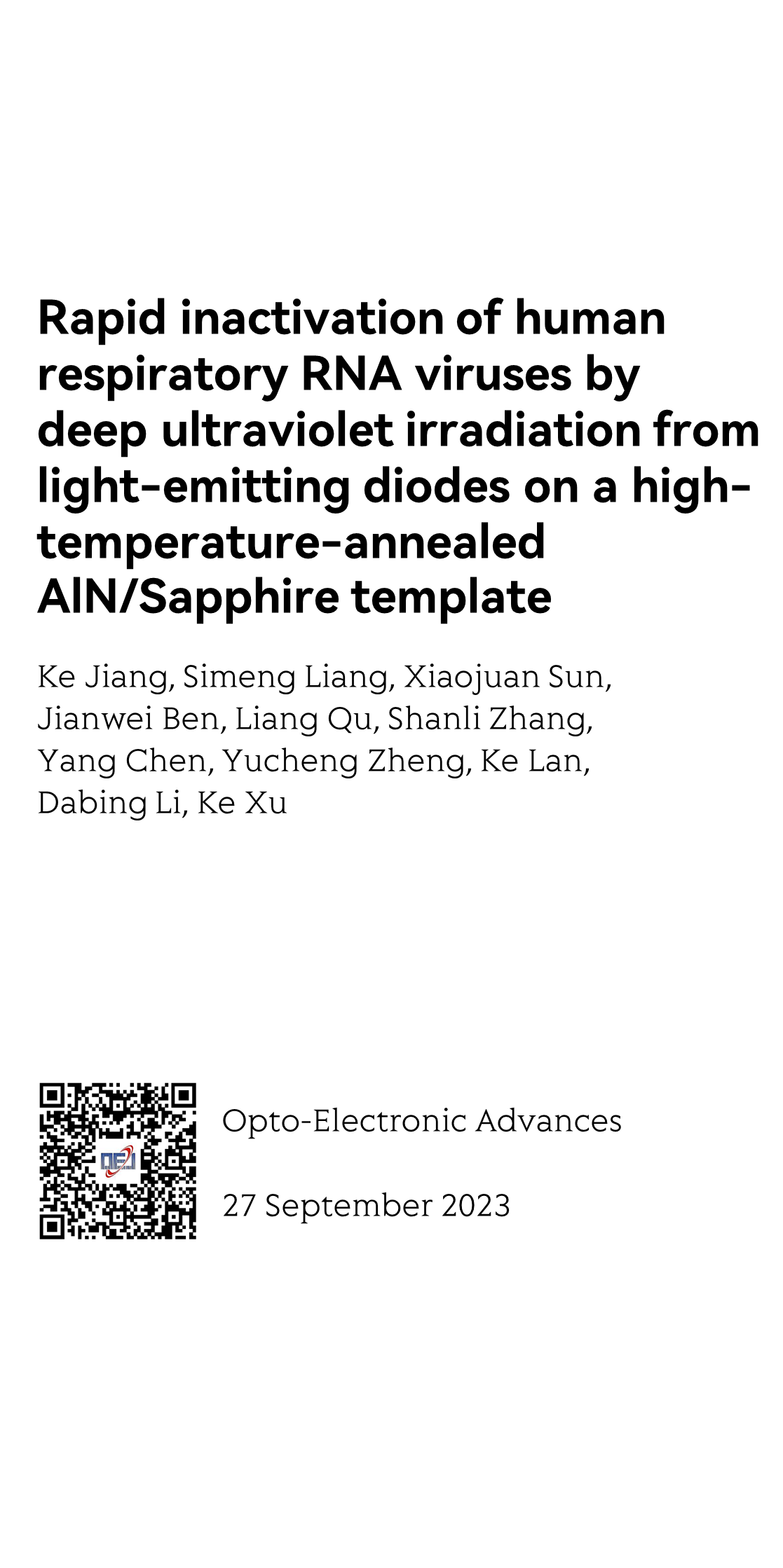 Rapid inactivation of human respiratory RNA viruses by deep ultraviolet irradiation from light-emitting diodes on a high-temperature-annealed AlN/Sapphire template_1