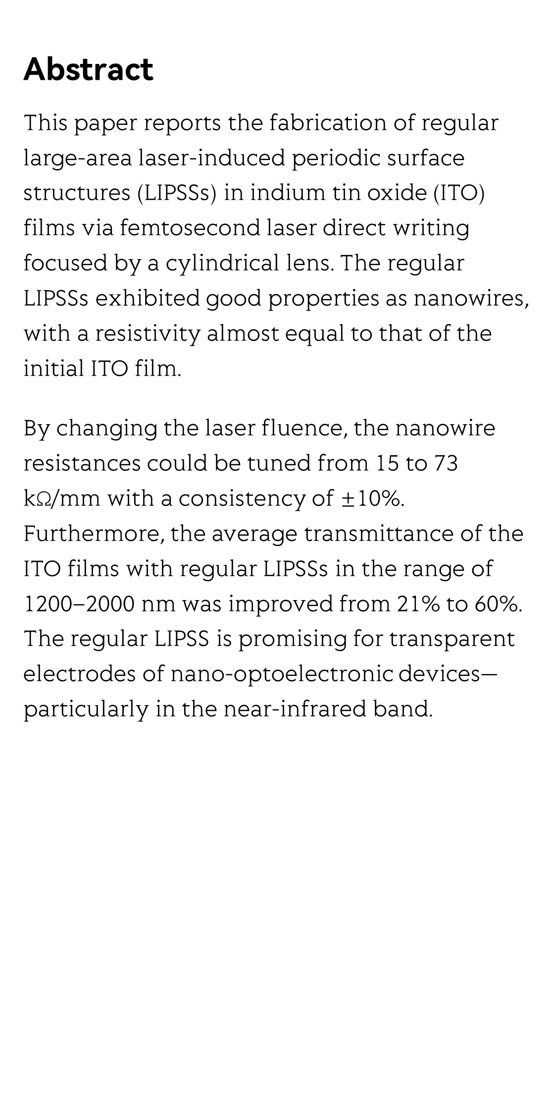 Periodic transparent nanowires in ITO film fabricated via femtosecond laser direct writing_2