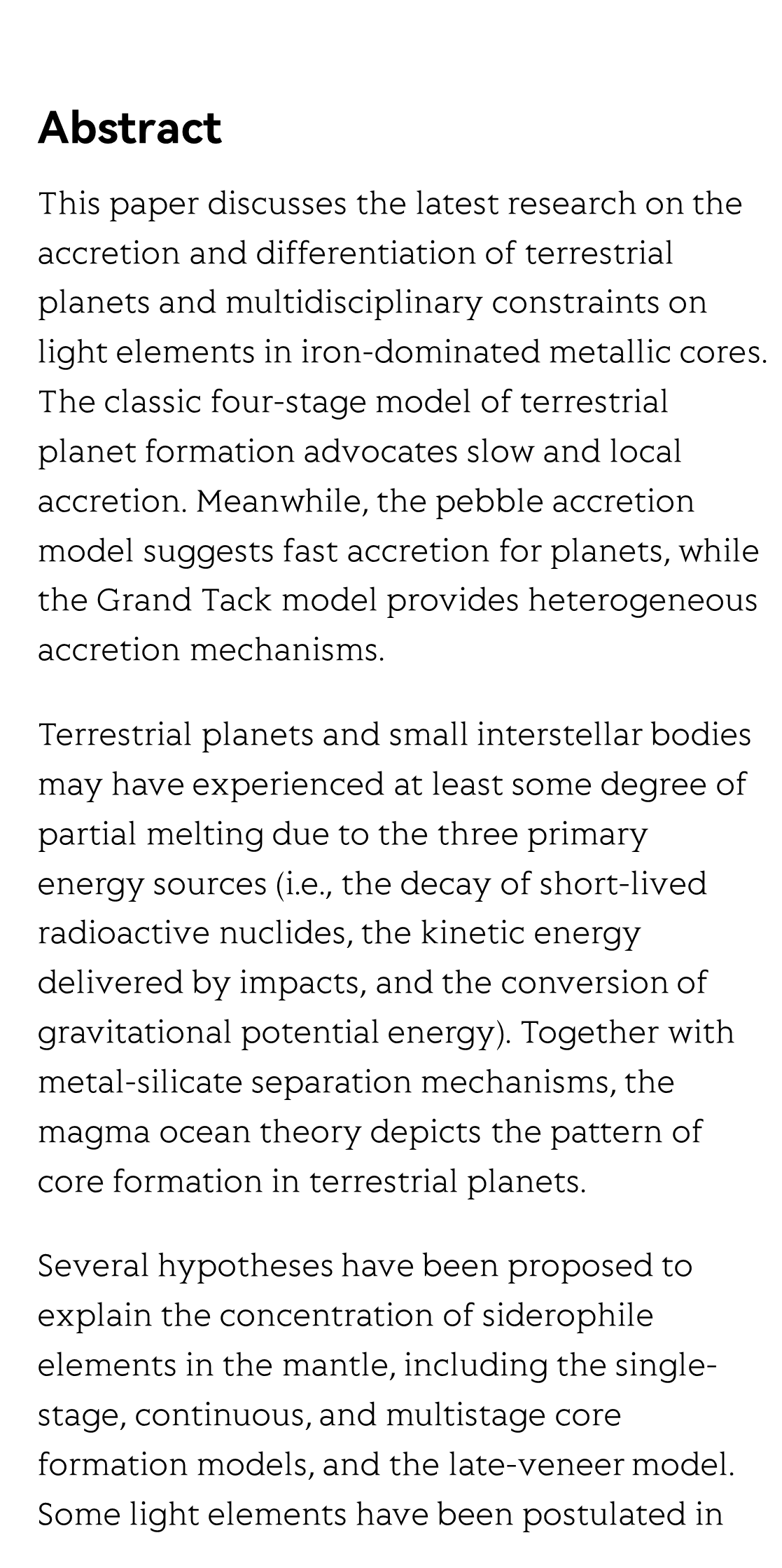 Early planetary processes and light elements in iron-dominated cores_2