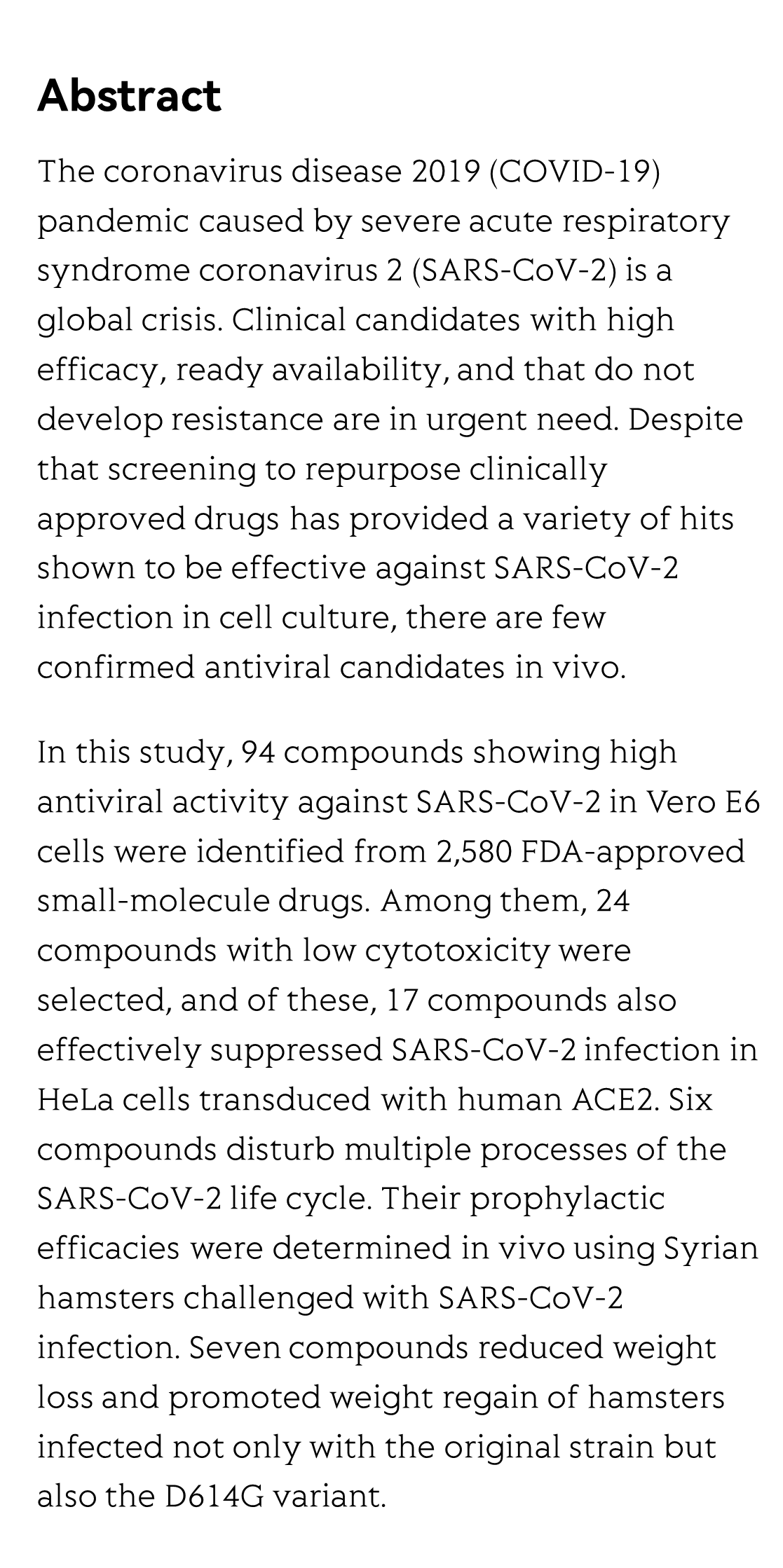 Discovery of potential anti-SARS-CoV-2 drugs based on large-scale screening in vitro and effect evaluation in vivo_2