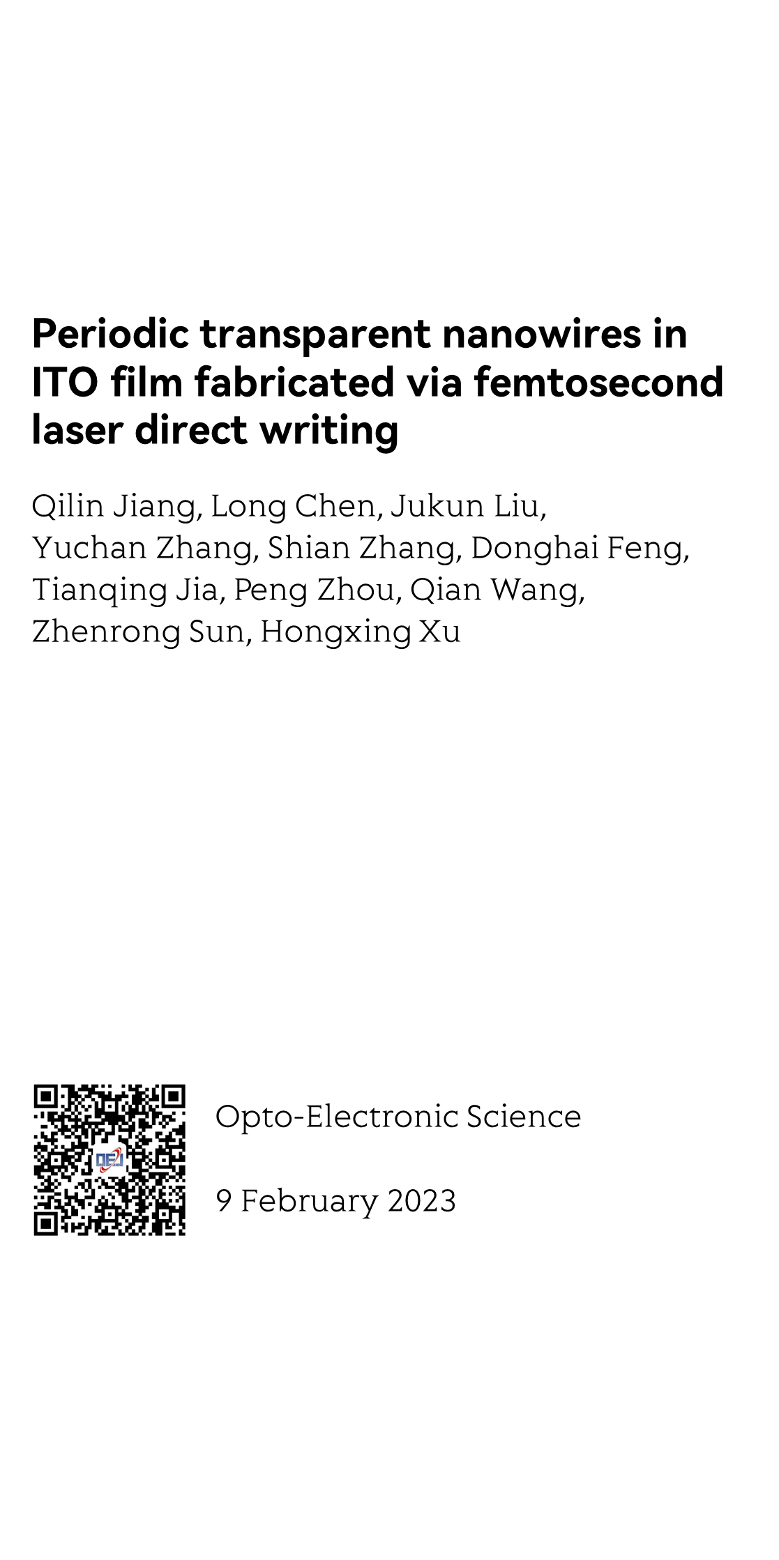 Periodic transparent nanowires in ITO film fabricated via femtosecond laser direct writing_1