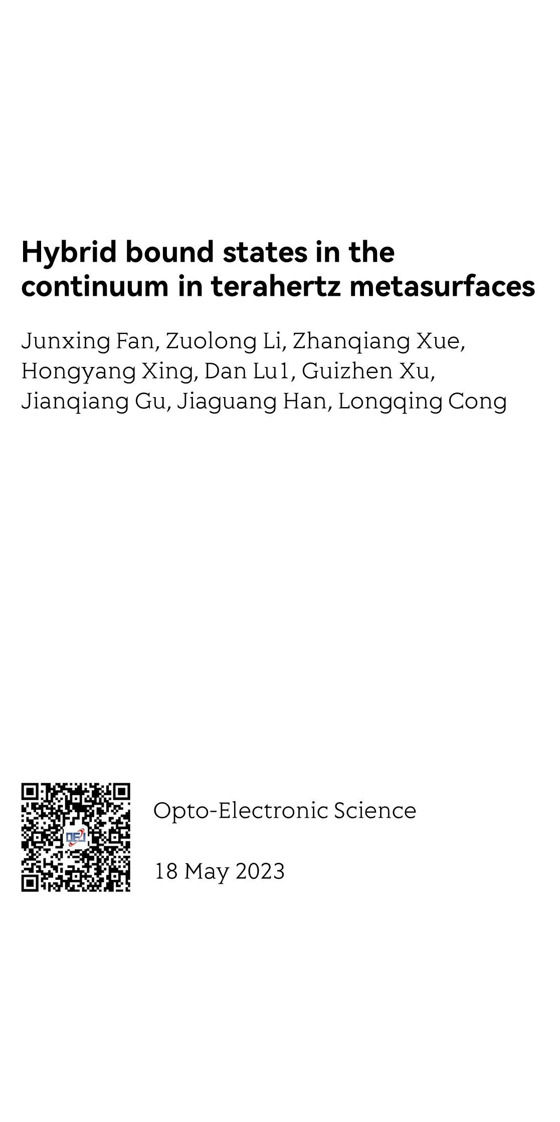 Hybrid bound states in the continuum in terahertz metasurfaces_1