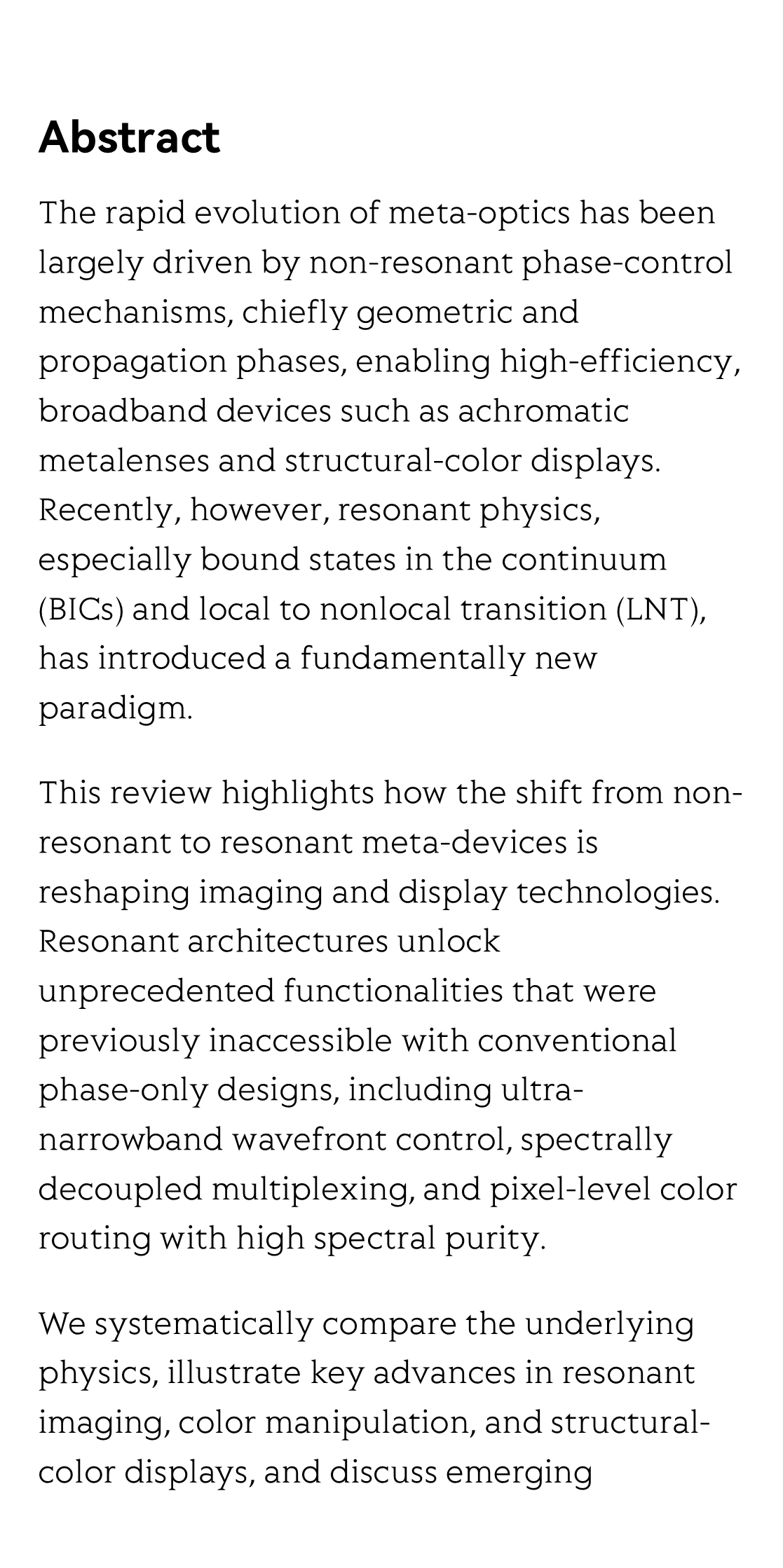 From non-resonant to resonant meta-devices: imaging, color routing, displaying, and beyond_2