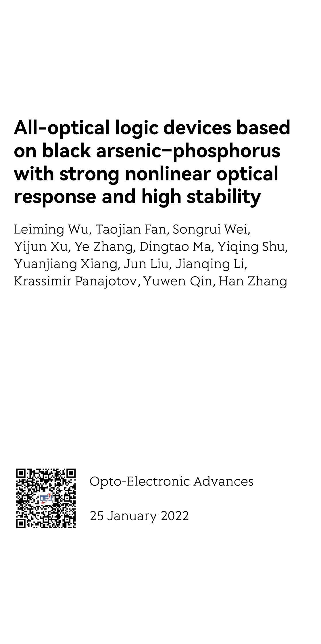 All-optical logic devices based on black arsenic–phosphorus with strong nonlinear optical response and high stability_1