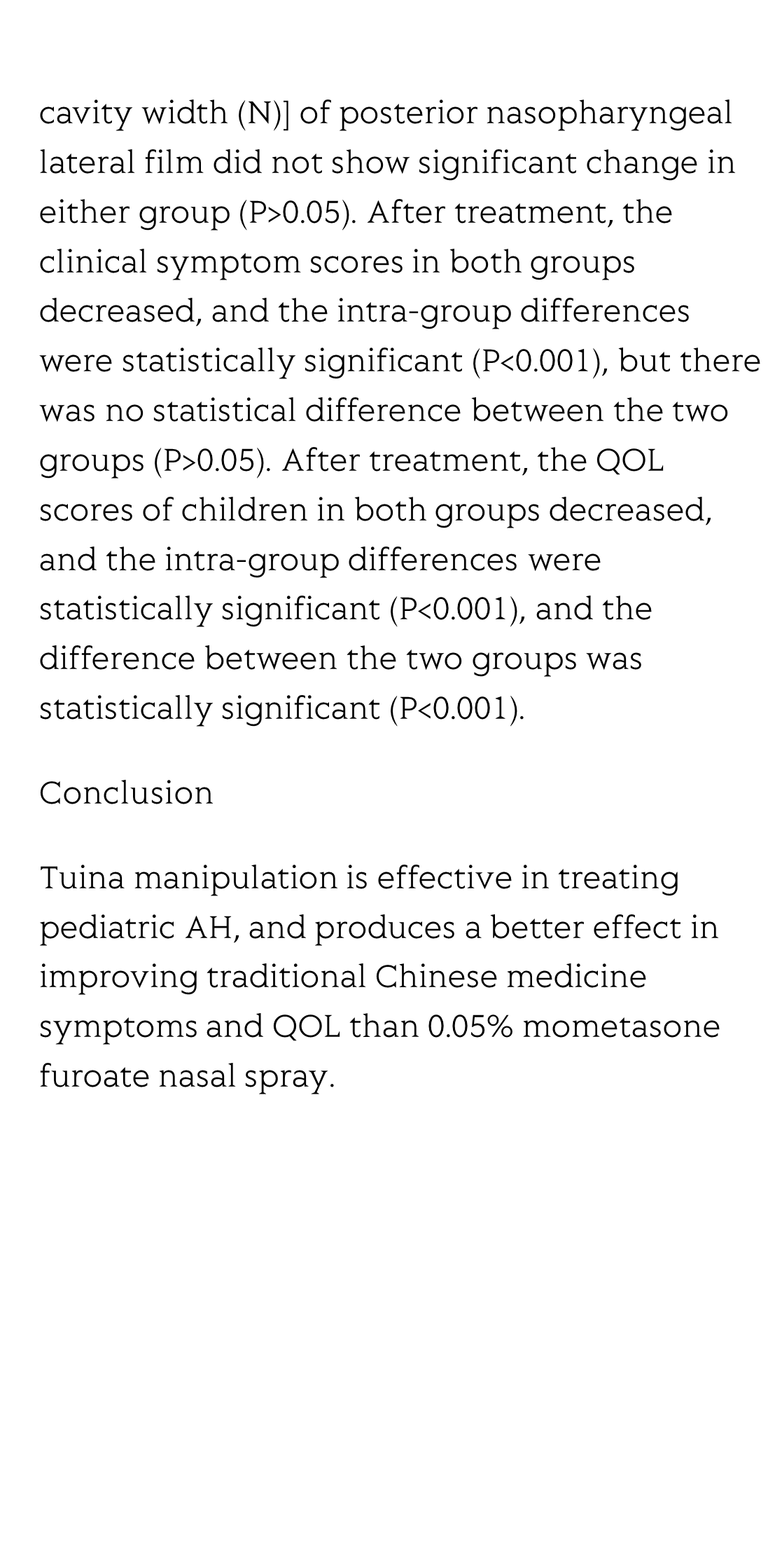 Therapeutic efficacy observation of Tuina manipulation for pediatric adenoid hypertrophy_3