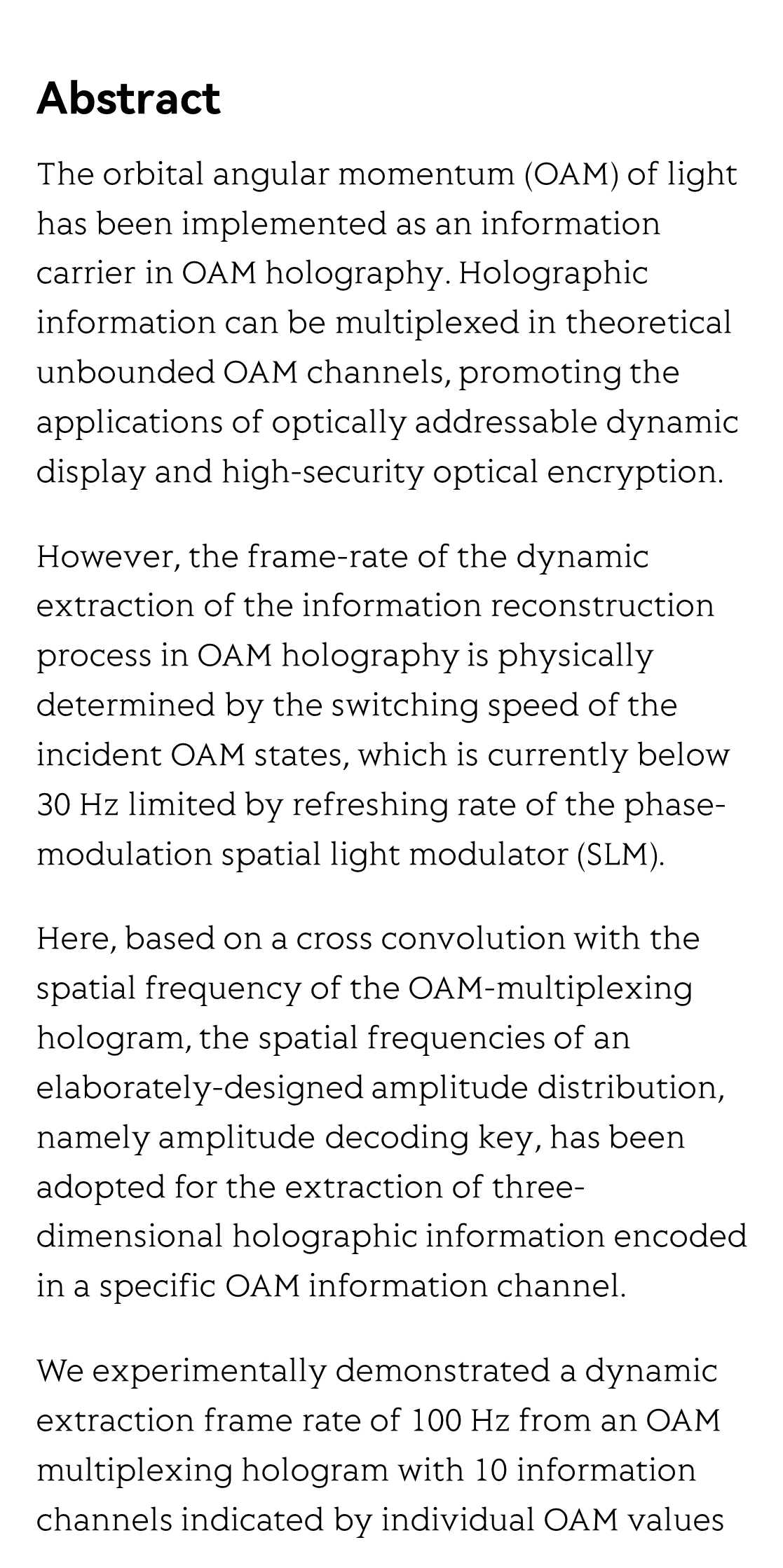 100 Hertz frame-rate switching three-dimensional orbital angular momentum multiplexing holography via cross convolution_2