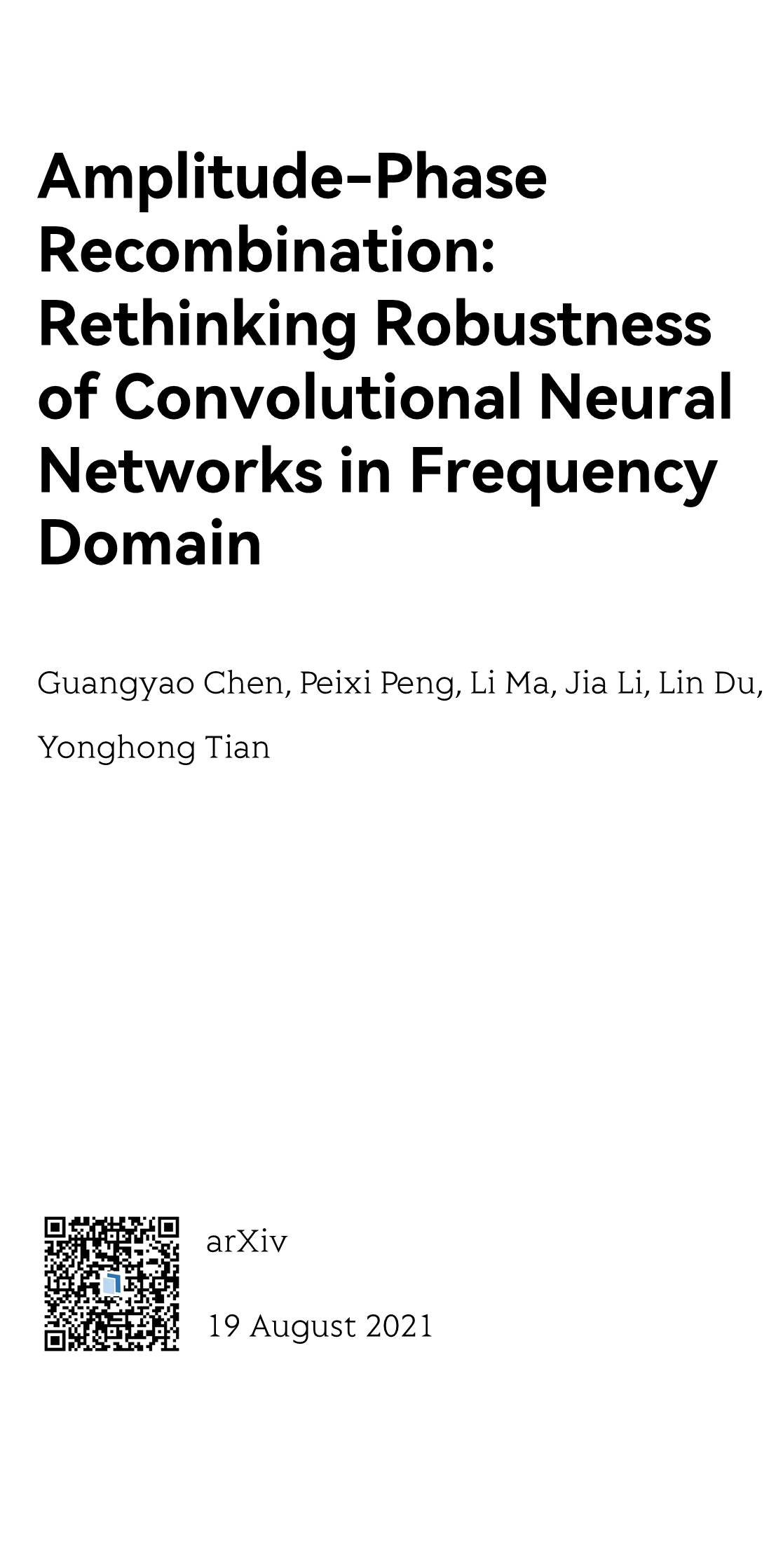 Amplitude-Phase Recombination: Rethinking Robustness of Convolutional Neural Networks in Frequency Domain_1