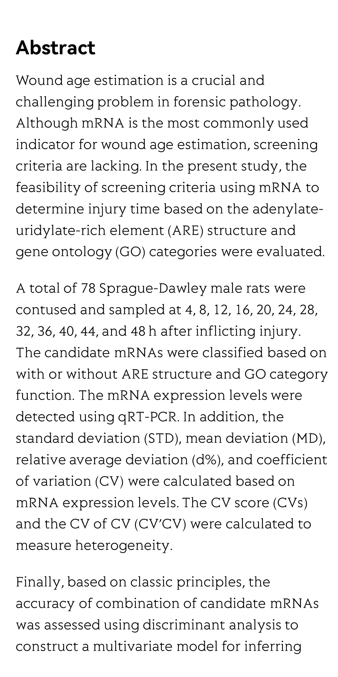 Screening criteria of mRNA indicators for wound age estimation_2