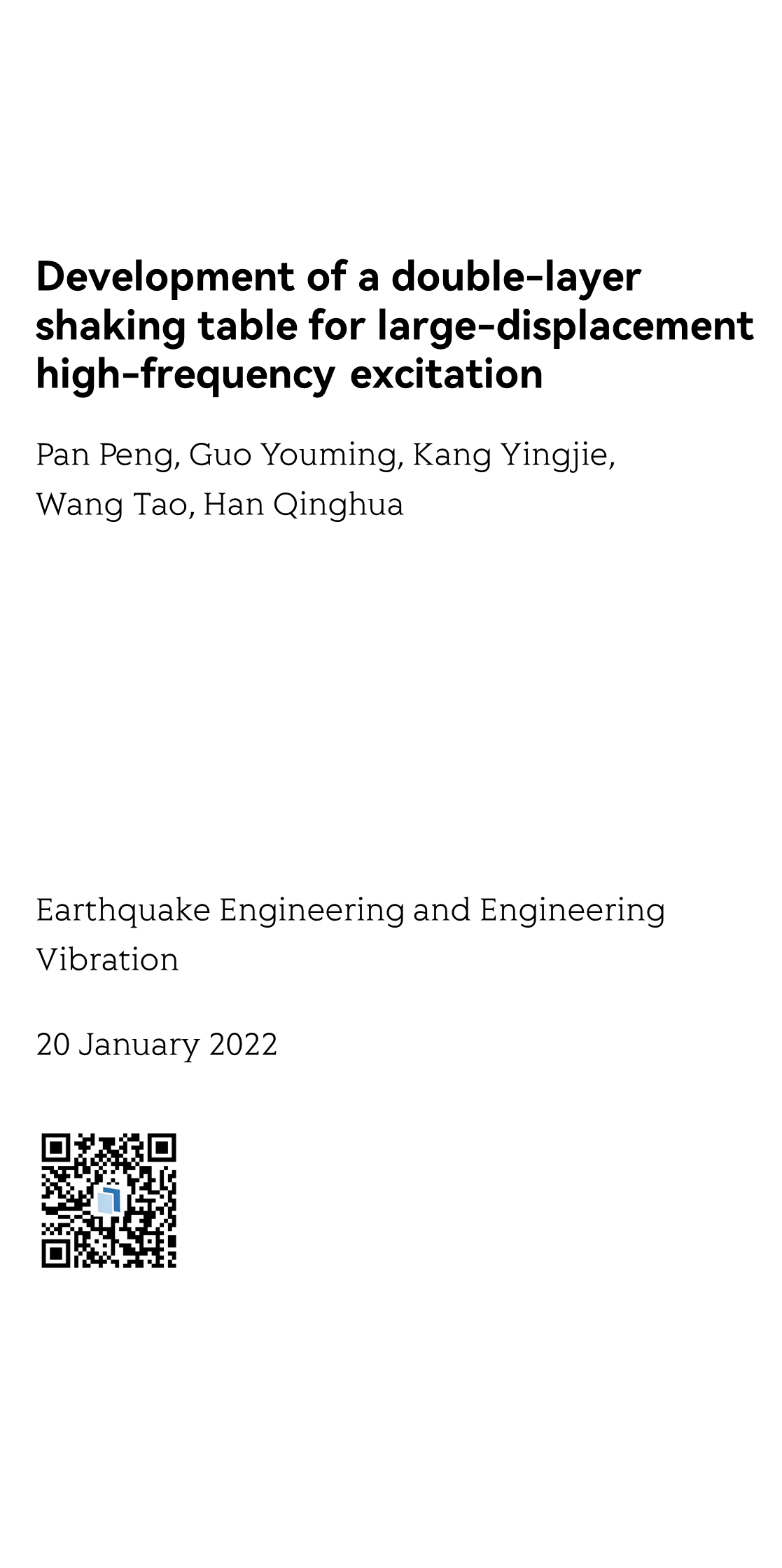 Development of a double-layer shaking table for large-displacement high-frequency excitation_1