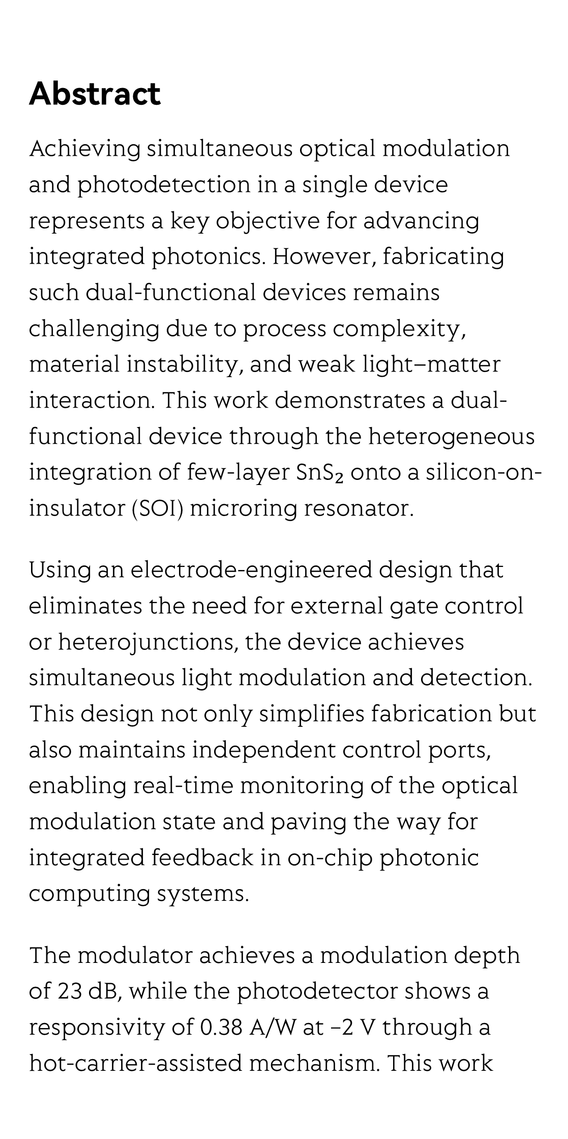 Heterogeneously integrated micro-ring with SnS₂ for dual-functional optical modulation and photodetection_2