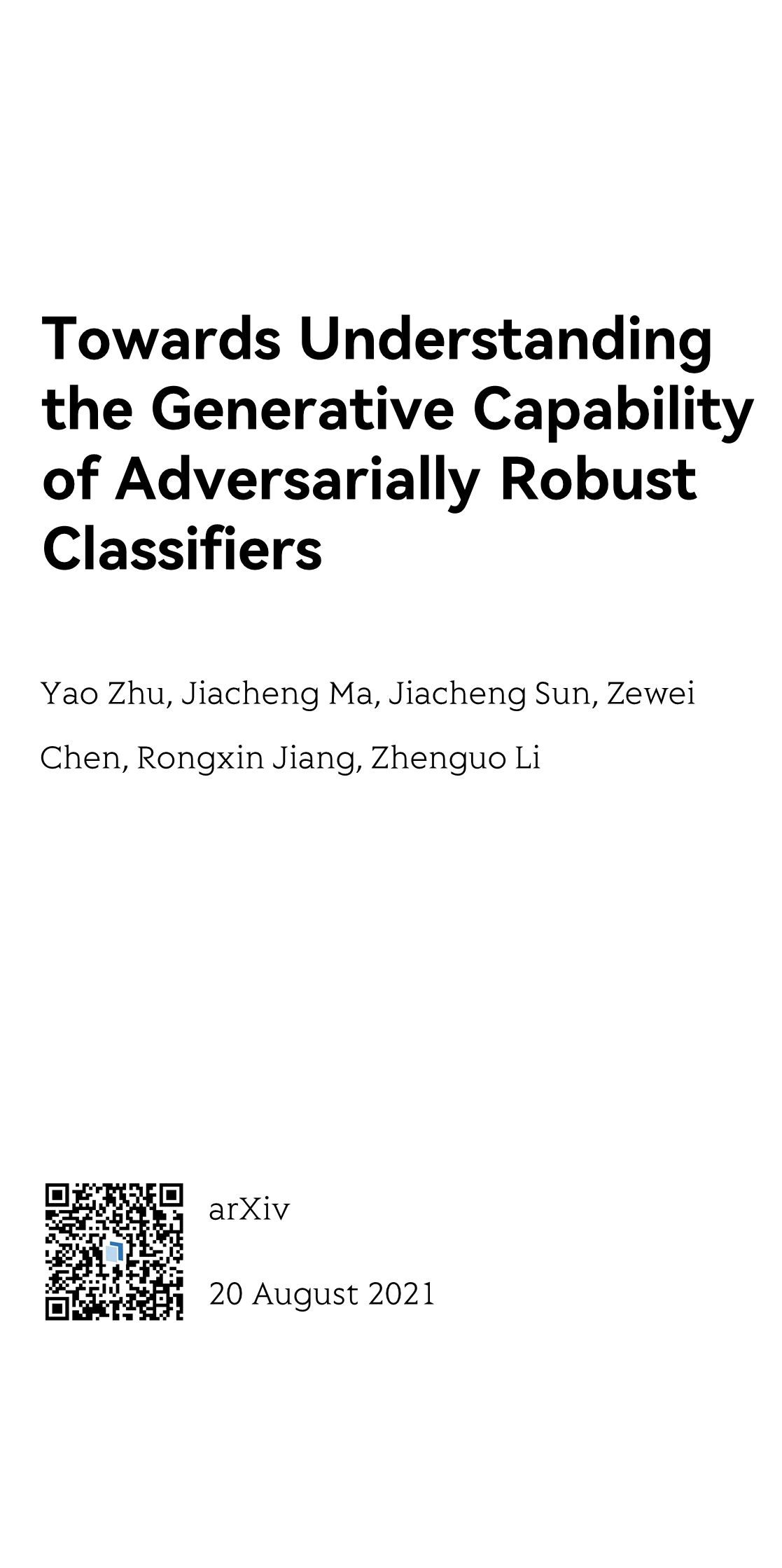 Towards Understanding the Generative Capability of Adversarially Robust Classifiers_1