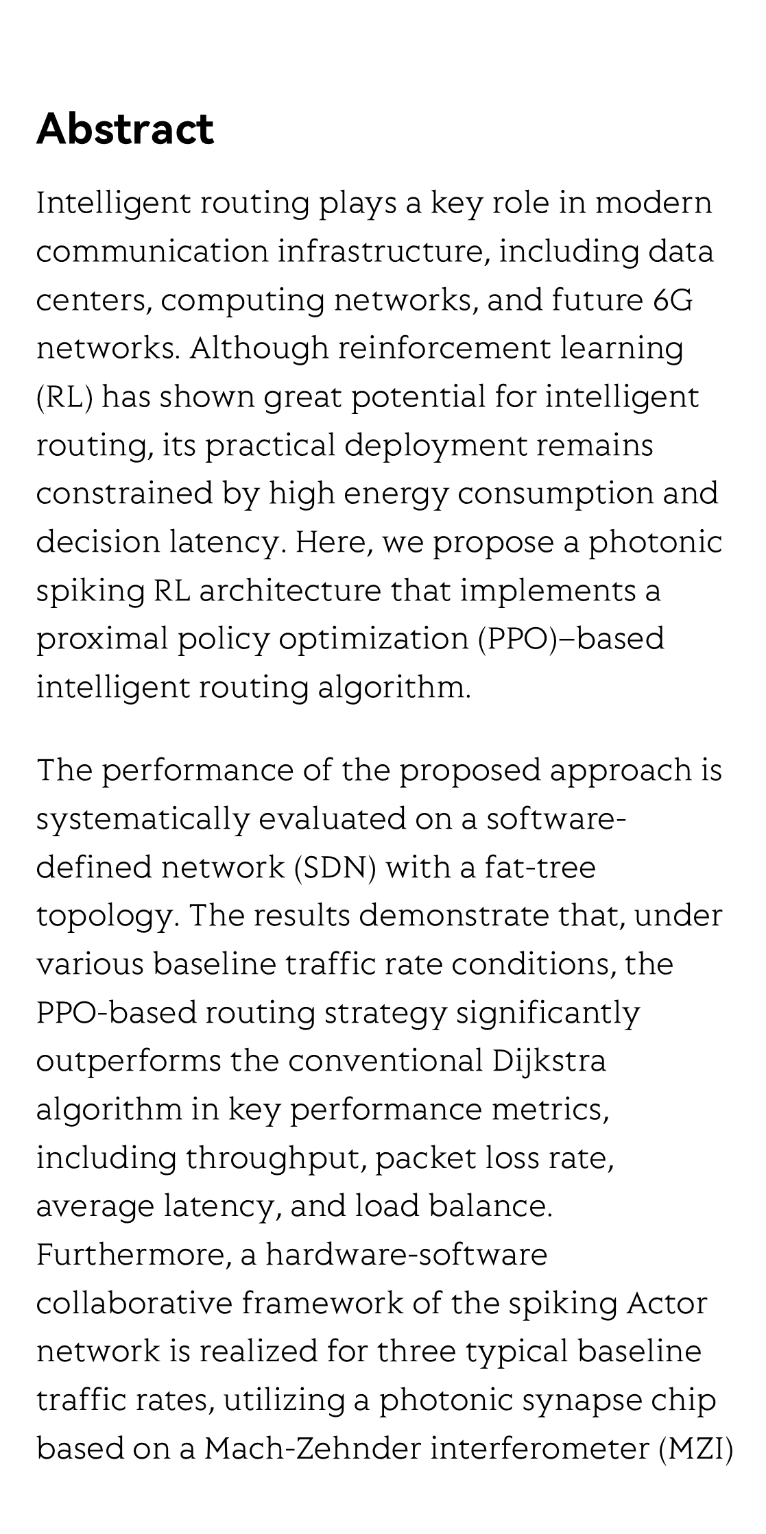 Photonic spiking reinforcement learning for intelligent routing_2