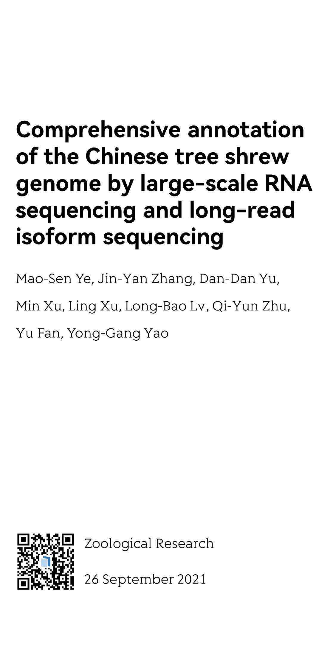 Comprehensive annotation of the Chinese tree shrew genome by large-scale RNA sequencing and long-read isoform sequencing_1