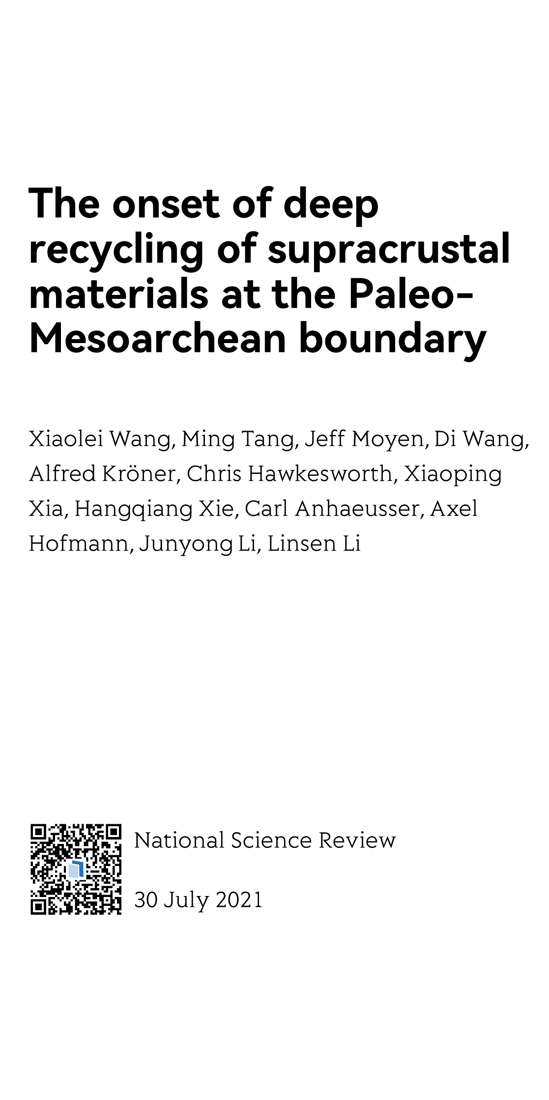 The onset of deep recycling of supracrustal materials at the Paleo-Mesoarchean boundary_1