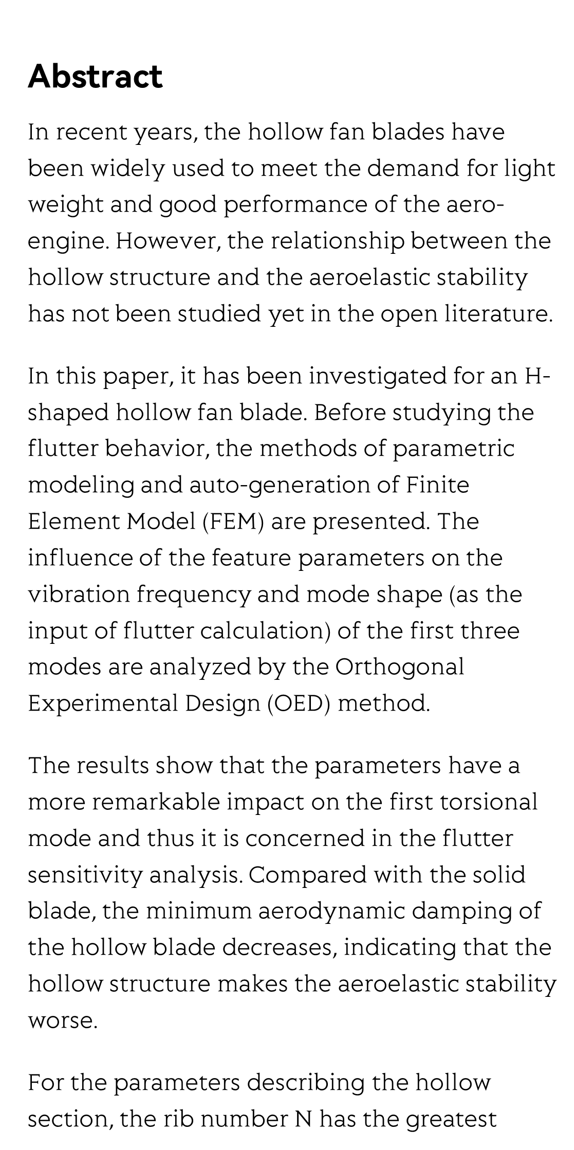 Parametric study on the flutter sensitivity of a wide-chord hollow fan blade_2