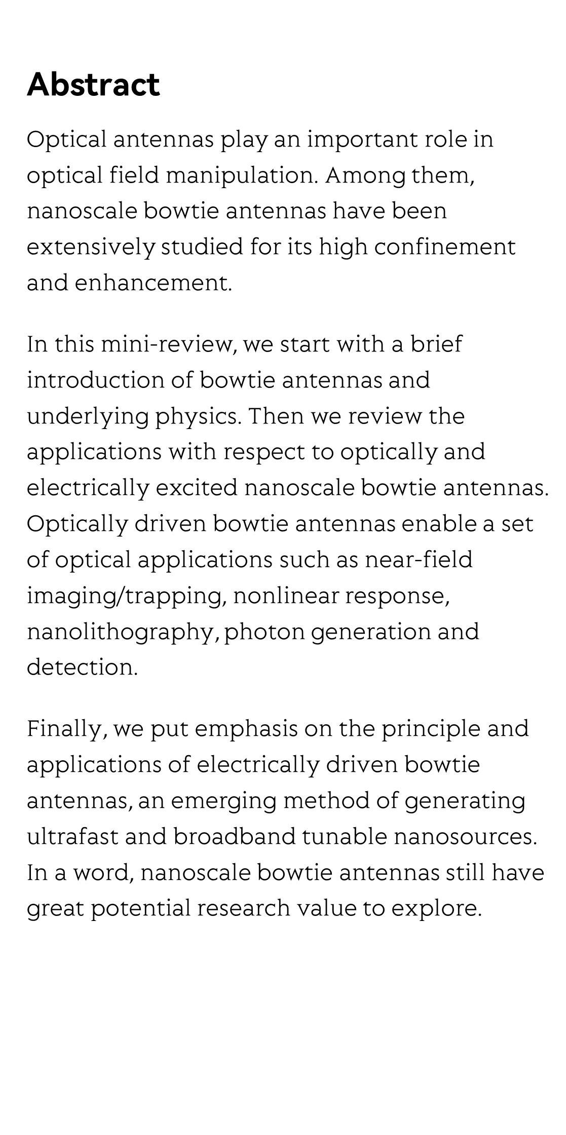 Applications of optically and electrically driven nanoscale bowtie antennas_2