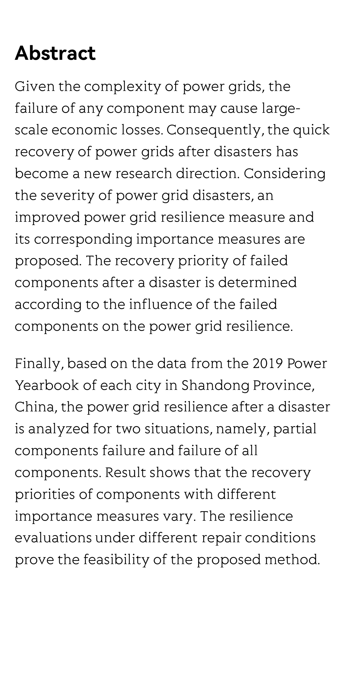 Improved resilience measure for component recovery priority in power grids_2