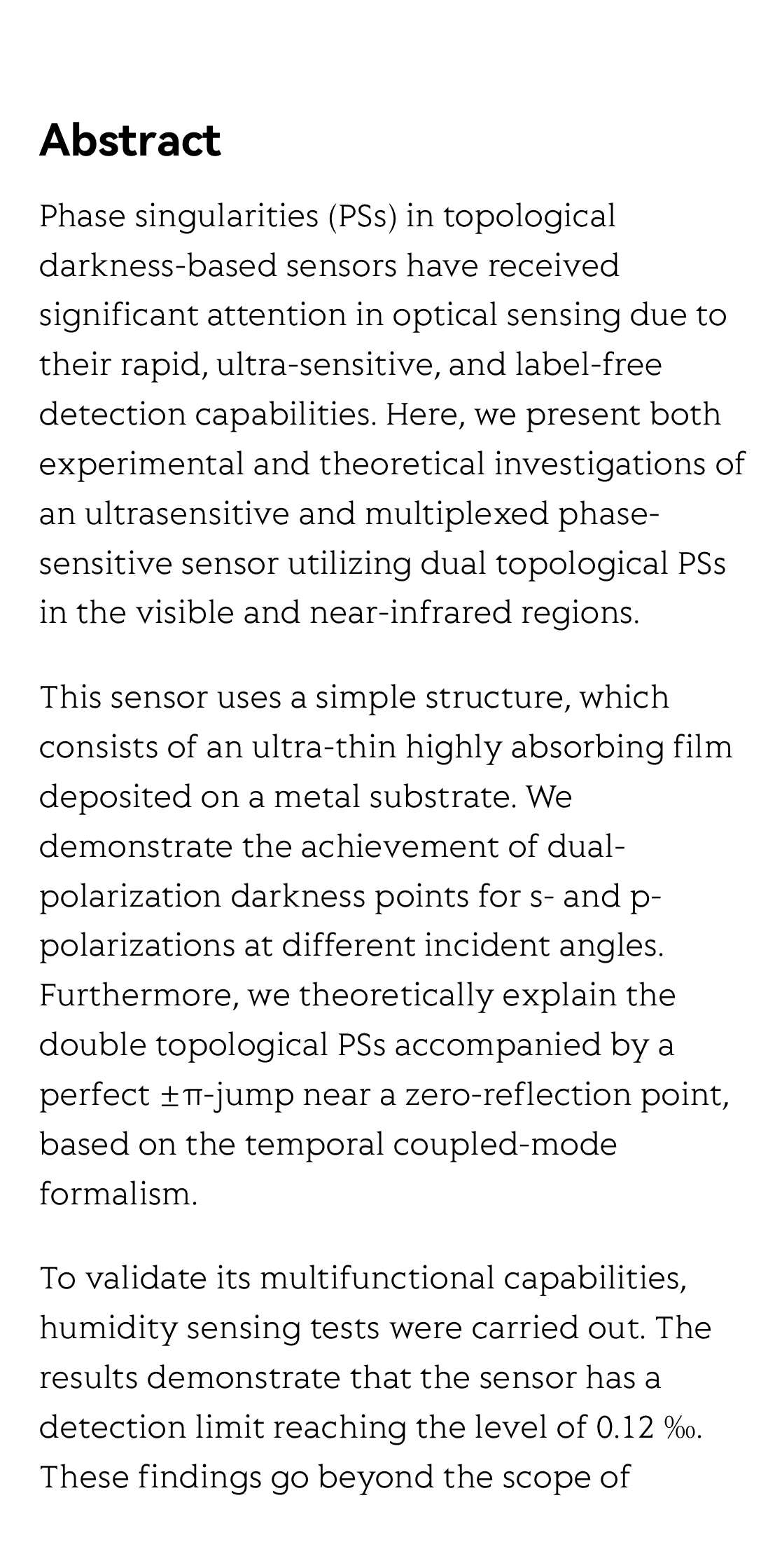 Double topological phase singularities in highly absorbing ultra-thin film structures for ultrasensitive humidity sensing_2