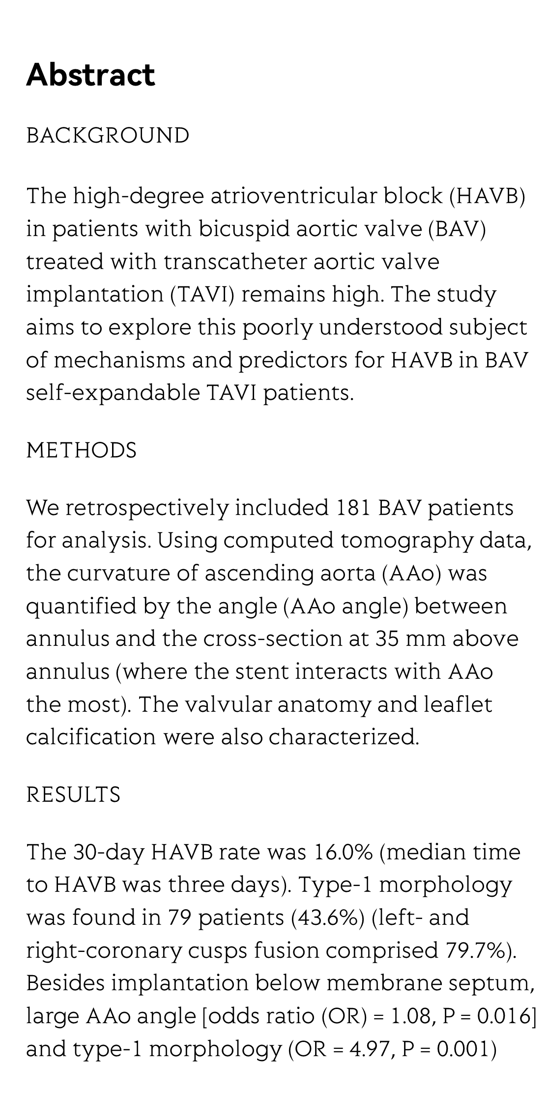 The incidence and predictors of high-degree atrioventricular block in patients with bicuspid aortic valve receiving self-expandable transcatheter aortic valve implantation_2