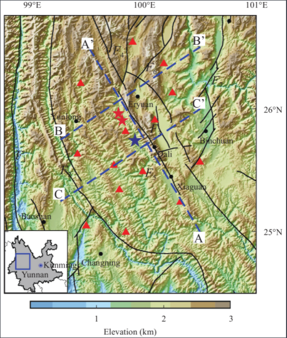 Three-dimensional fine crustal P-wave velocity structure in the Yangbi and Eryuan earthquake regions, Yunnan, China_4