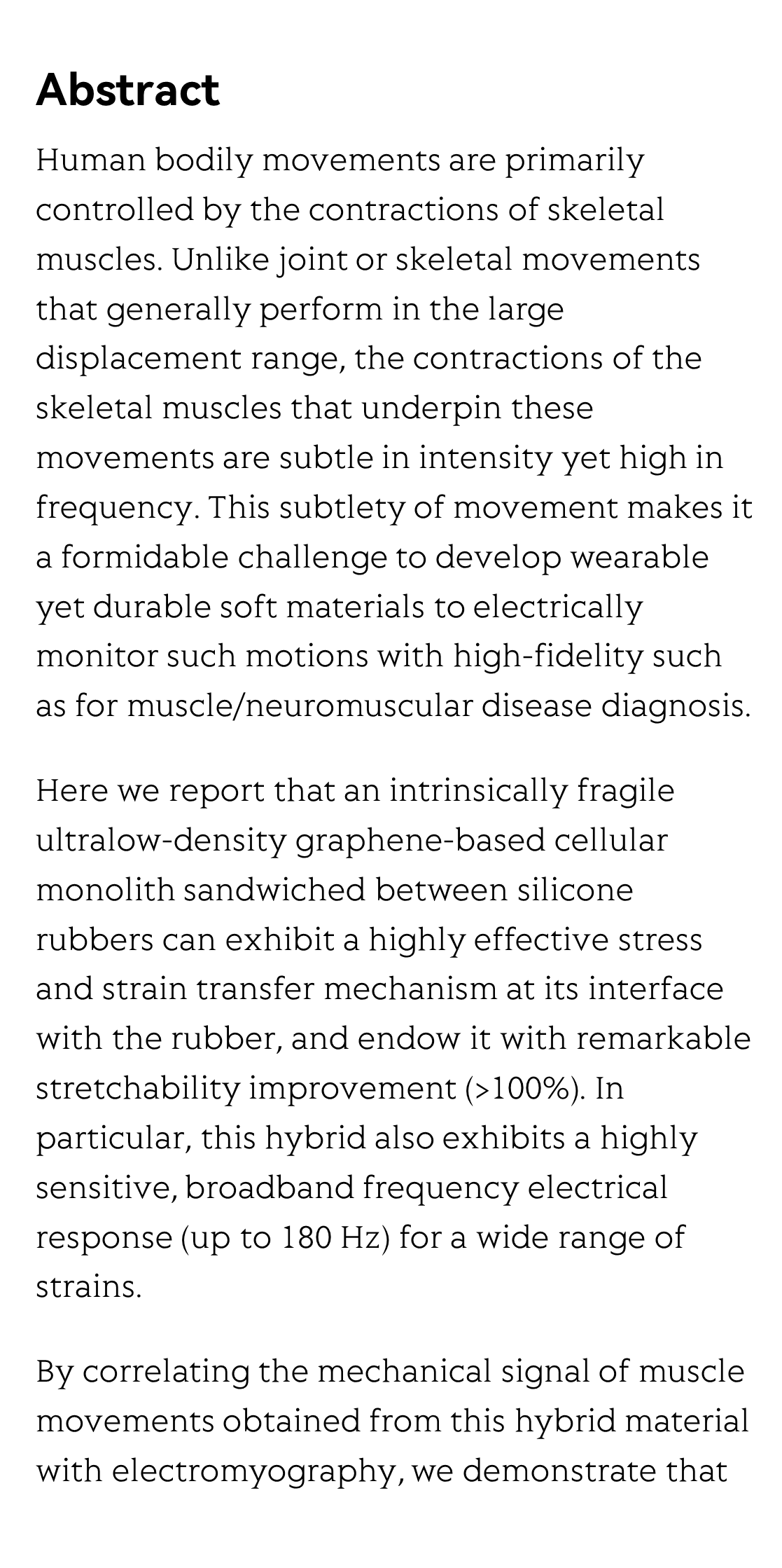 Detecting subtle yet fast skeletal muscle contractions with ultrasoft and durable graphene-based cellular materials_2