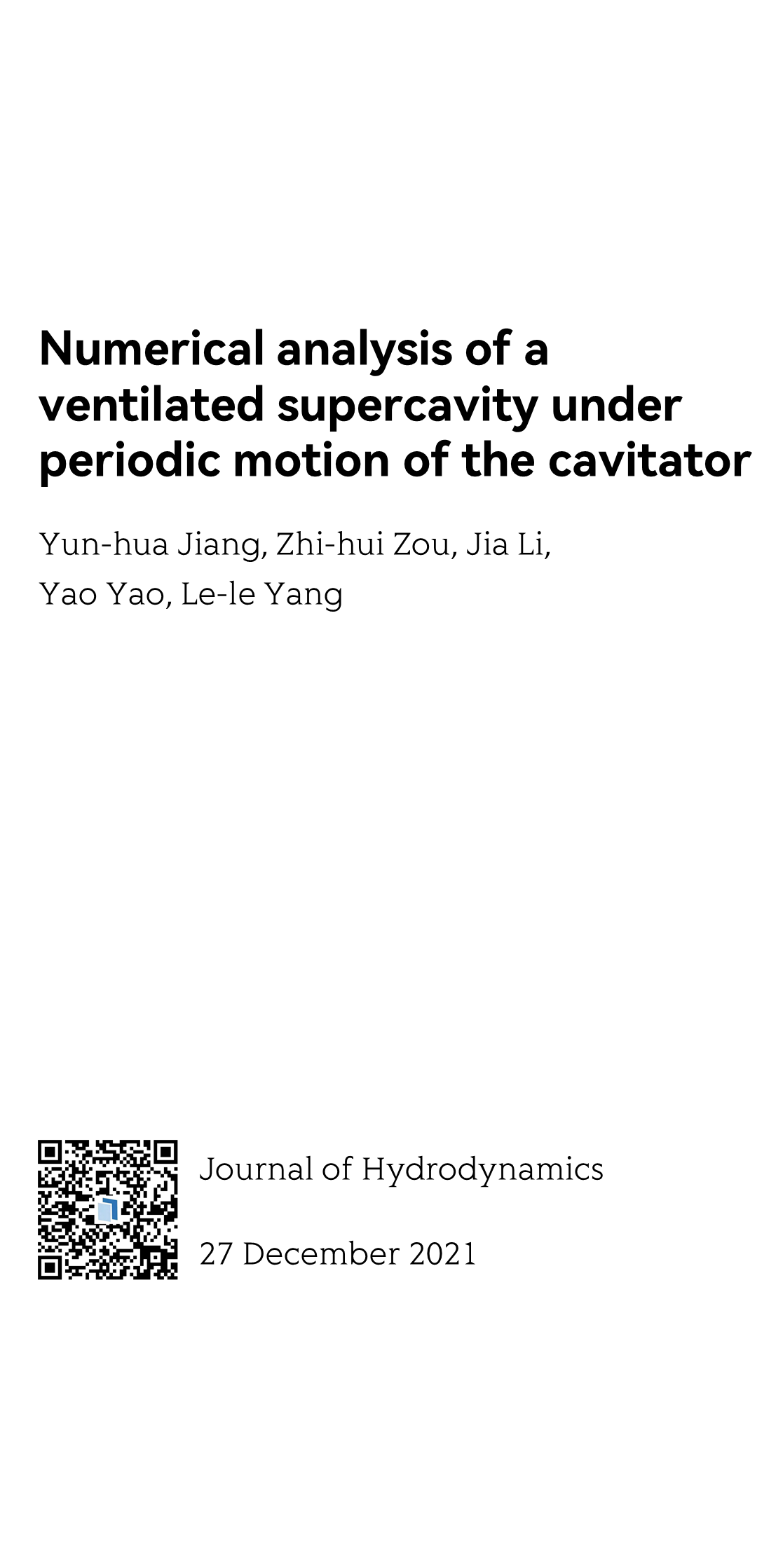 Numerical analysis of a ventilated supercavity under periodic motion of the cavitator_1