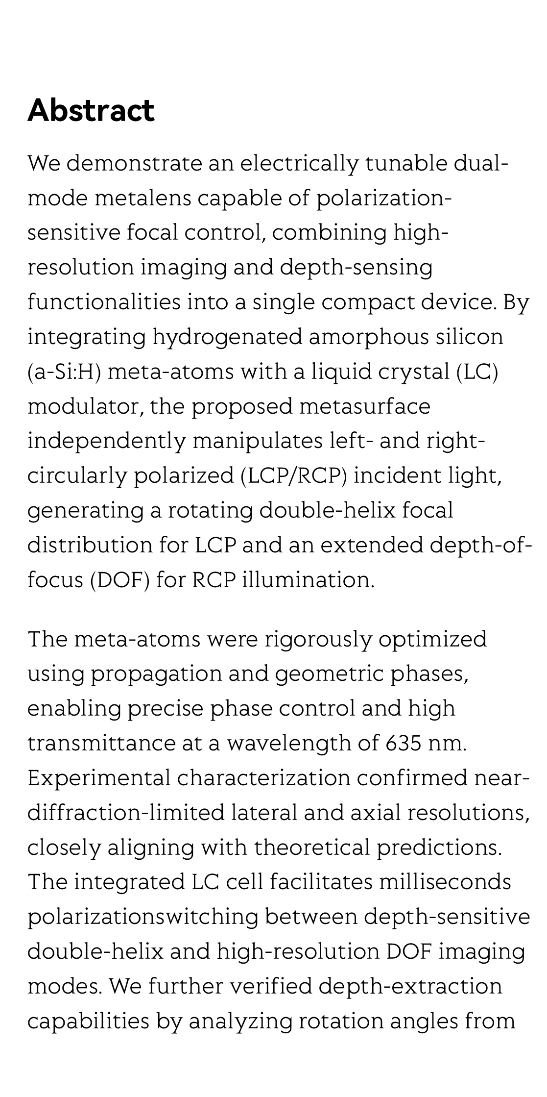 Millisecond-level electrically switchable metalens for adaptive rotational depth mapping and diffraction-limited imaging_2
