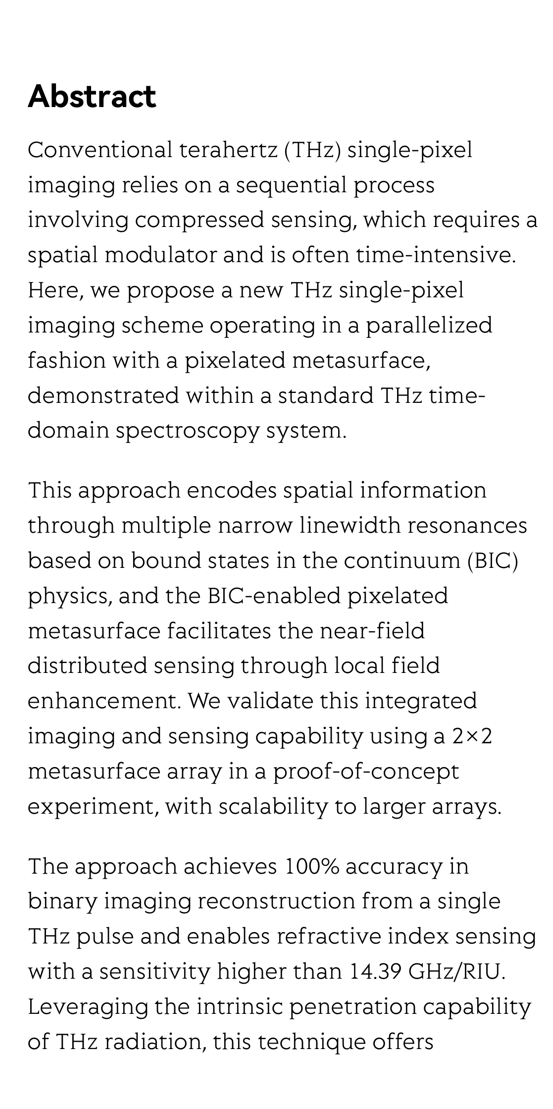 Pixelated BIC metasurfaces for terahertz integrated sensing and imaging_2