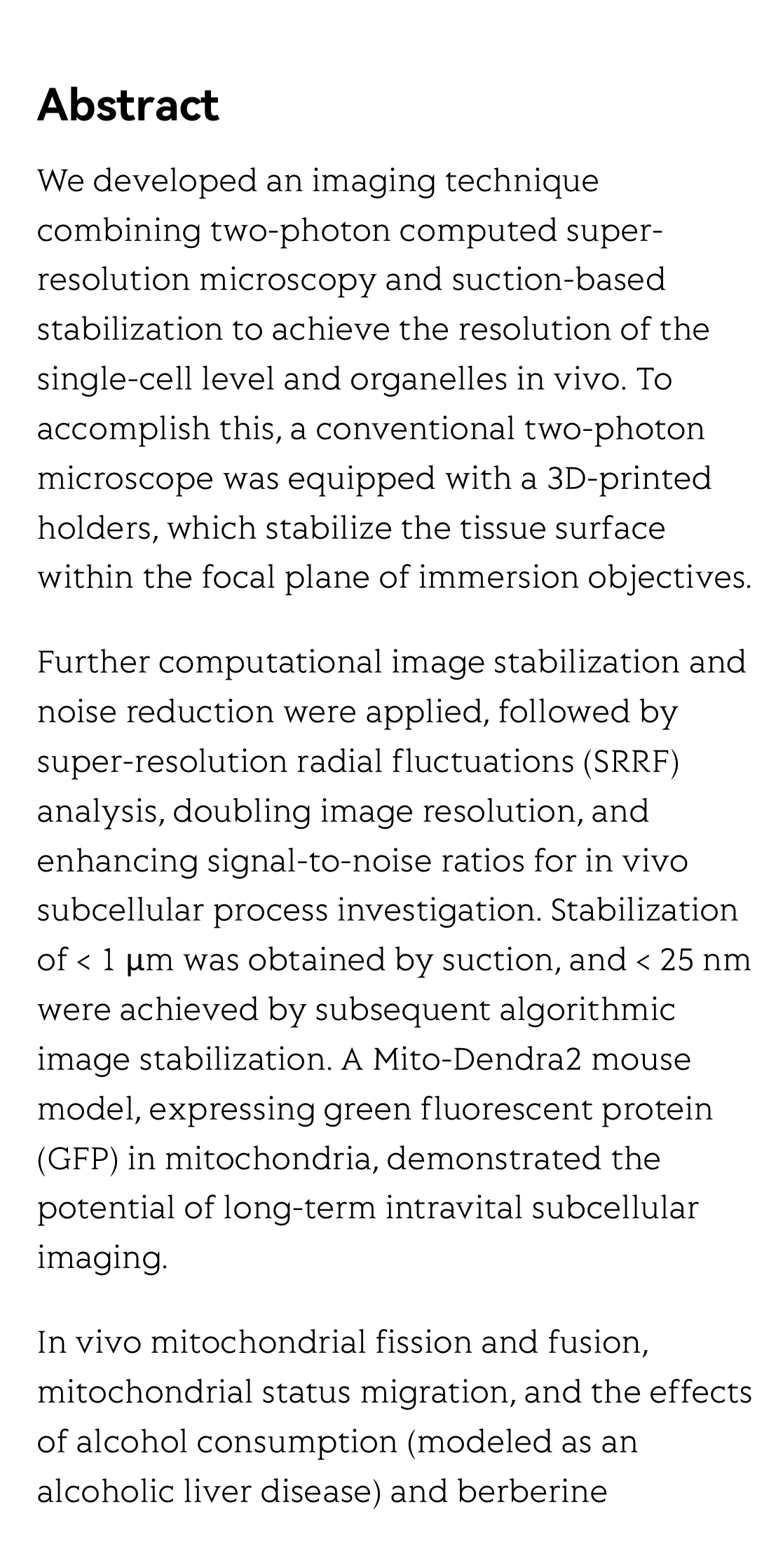 Multiphoton intravital microscopy in small animals of long-term mitochondrial dynamics based on super‐resolution radial fluctuations_2