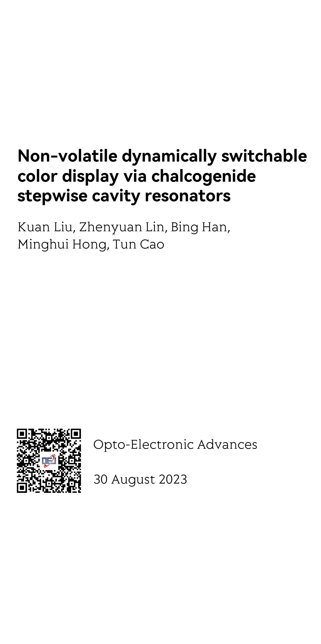 Non-volatile dynamically switchable color display via chalcogenide stepwise cavity resonators_1