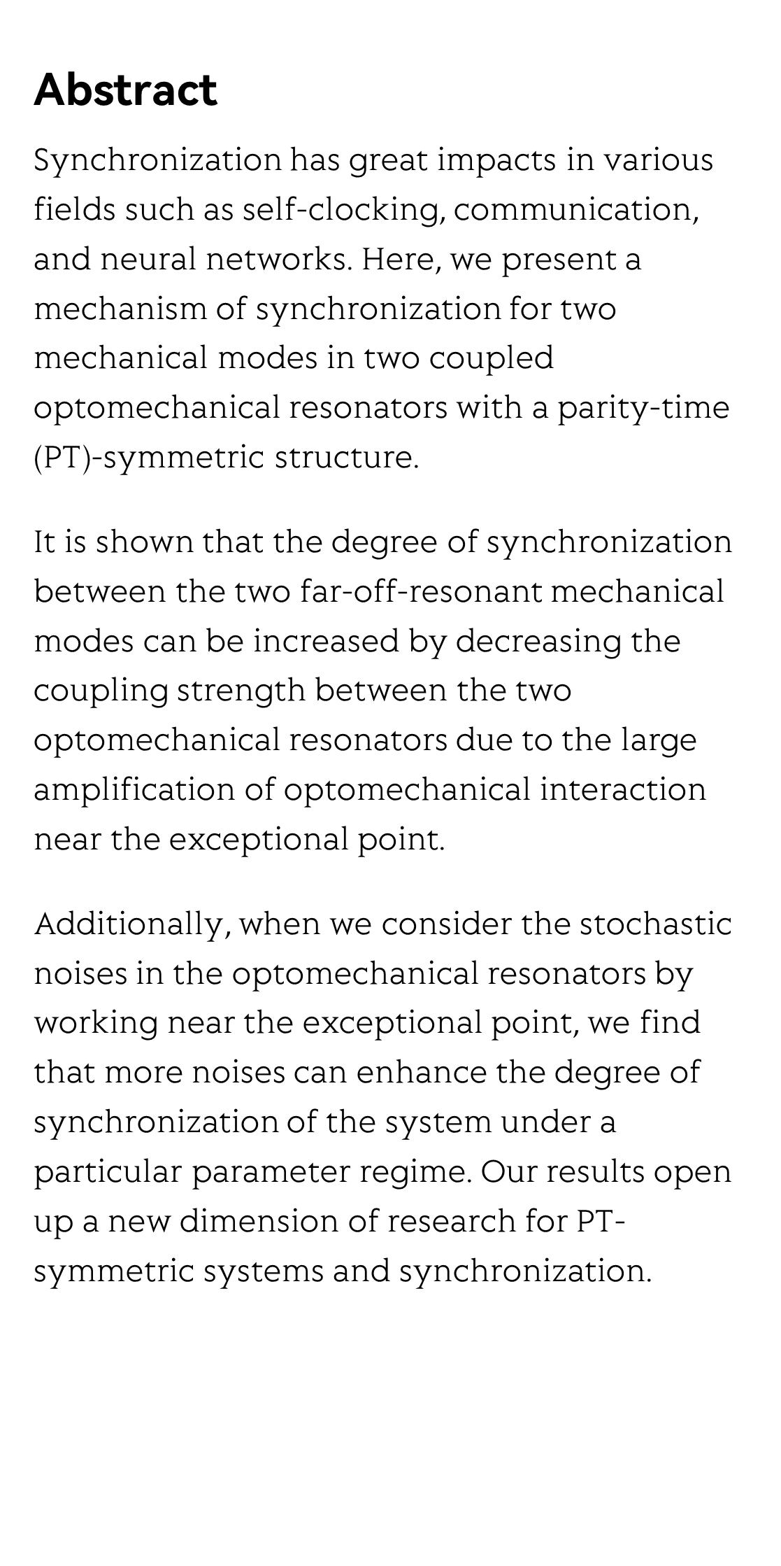 Synchronization in PT-symmetric optomechanical resonators_2