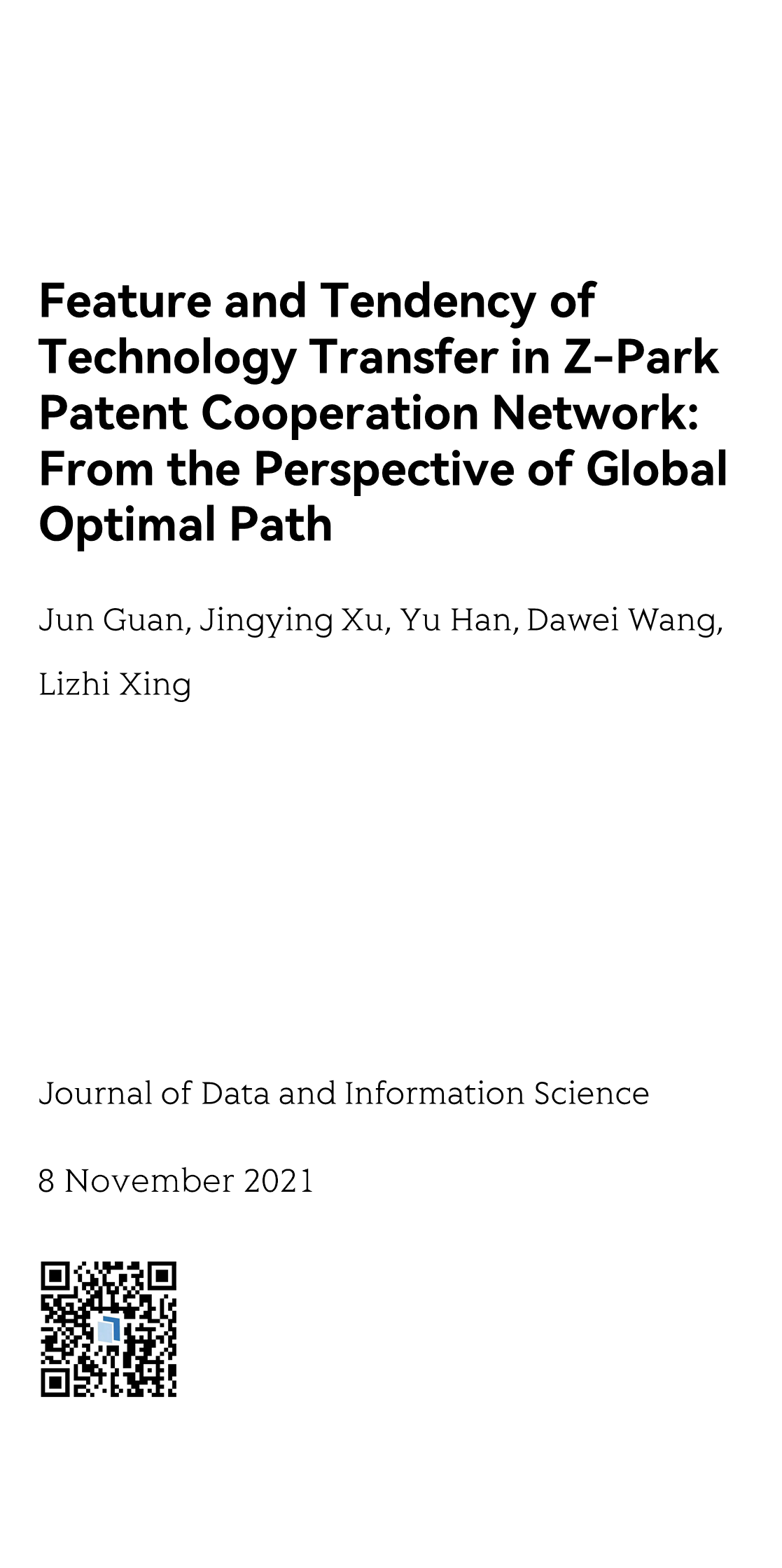 Feature and Tendency of Technology Transfer in Z-Park Patent Cooperation Network: From the Perspective of Global Optimal Path_1