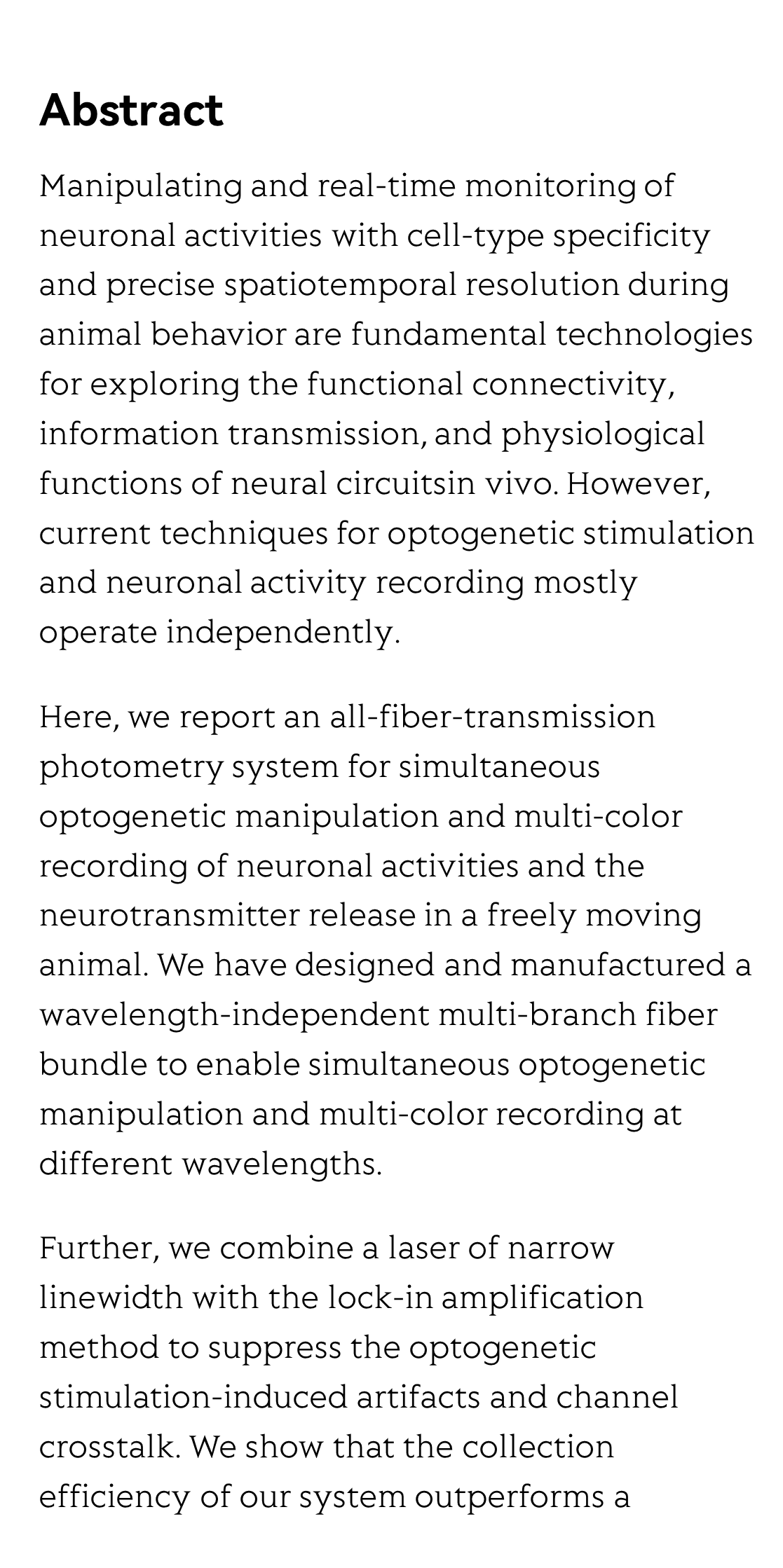 All-fiber-transmission photometry for simultaneous optogenetic stimulation and multi-color neuronal activity recording_2
