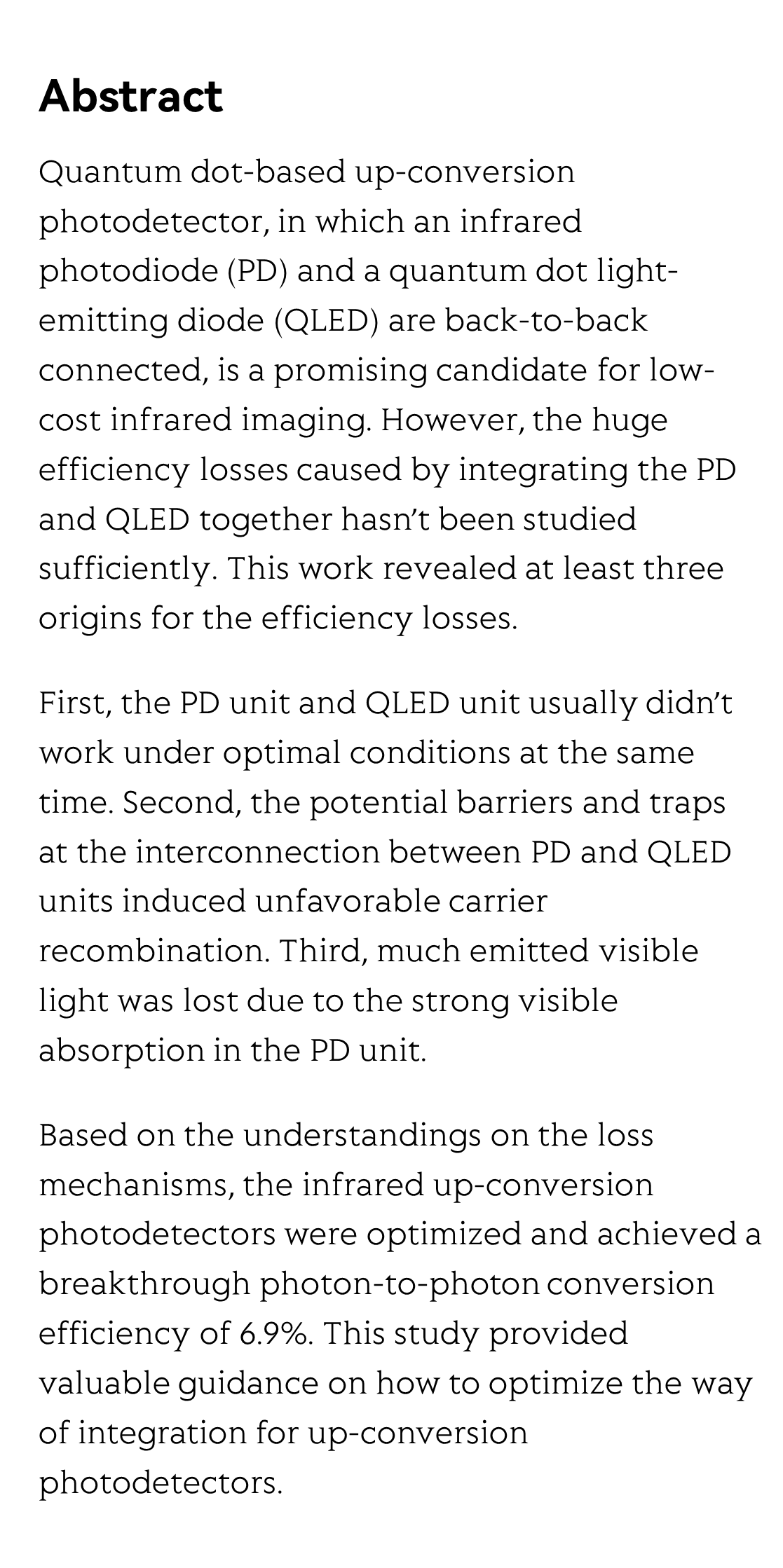 Unraveling the efficiency losses and improving methods in quantum dot-based infrared up-conversion photodetectors_2