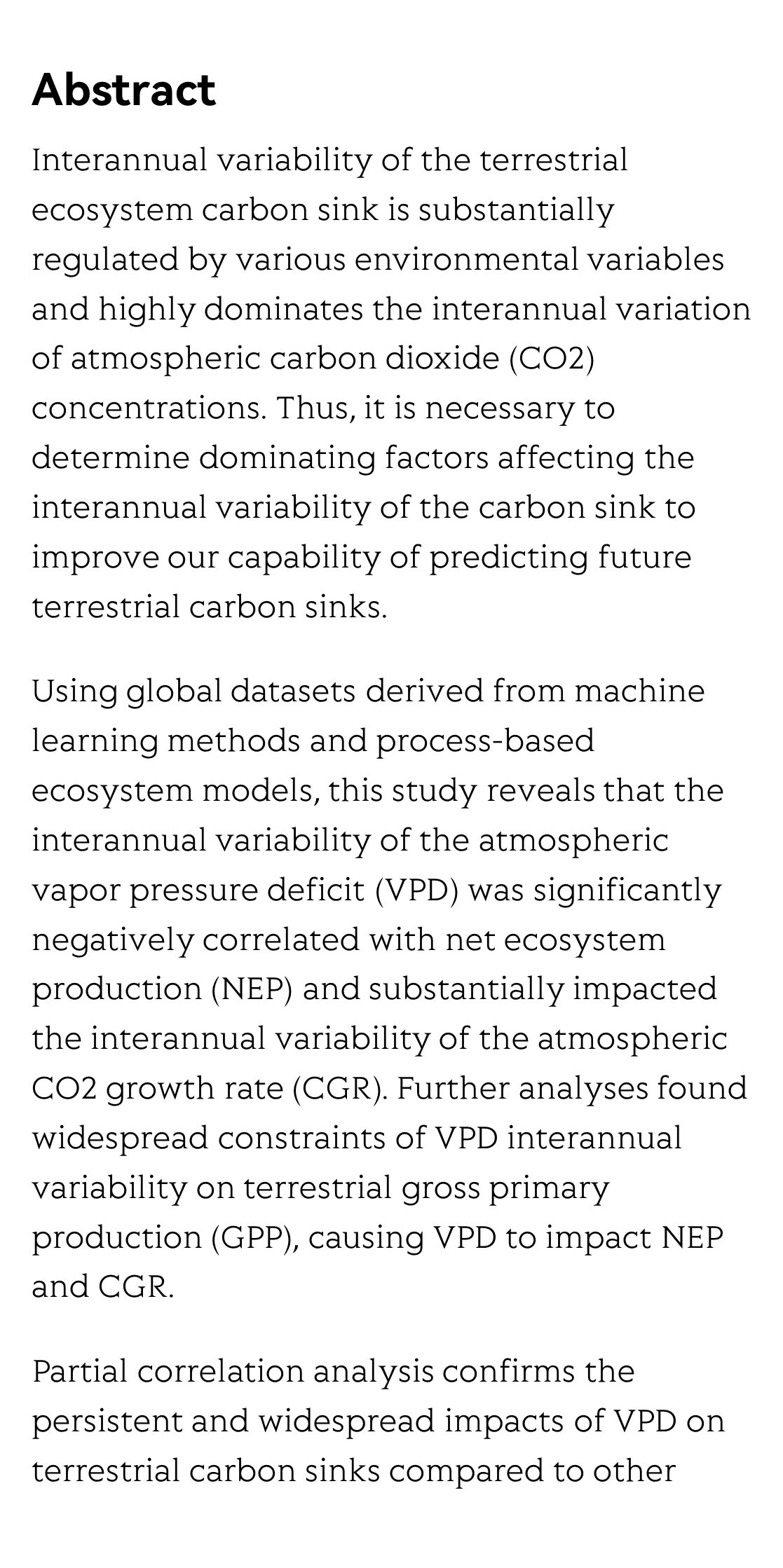 Worldwide impacts of atmospheric vapor pressure deficit on the interannual variability of terrestrial carbon sinks_2