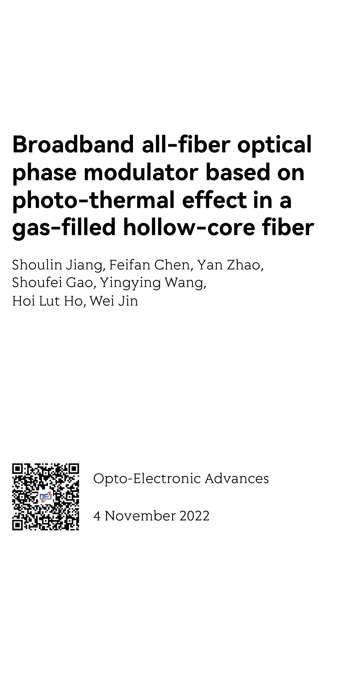 Broadband all-fiber optical phase modulator based on photo-thermal effect in a gas-filled hollow-core fiber_1