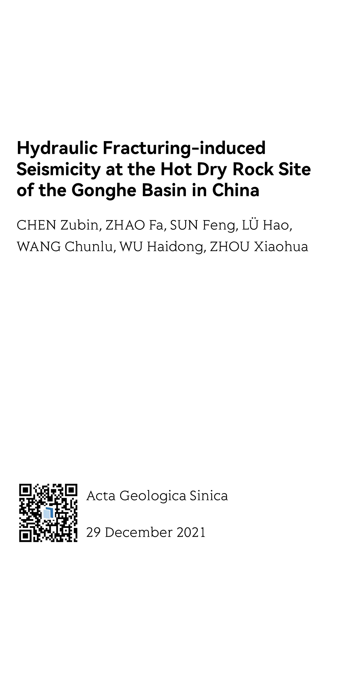 Hydraulic Fracturing-induced Seismicity at the Hot Dry Rock Site of the Gonghe Basin in China_1