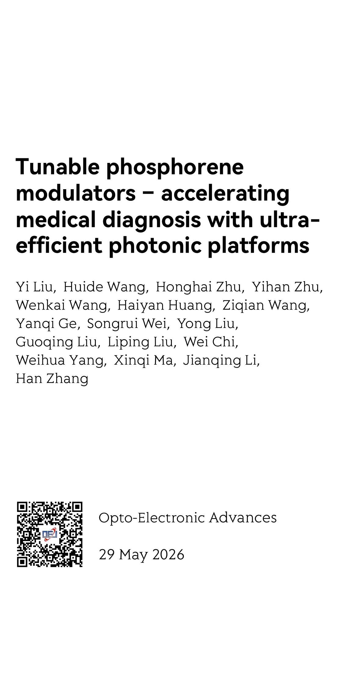 Tunable phosphorene modulators – accelerating medical diagnosis with ultra-efficient photonic platforms_1