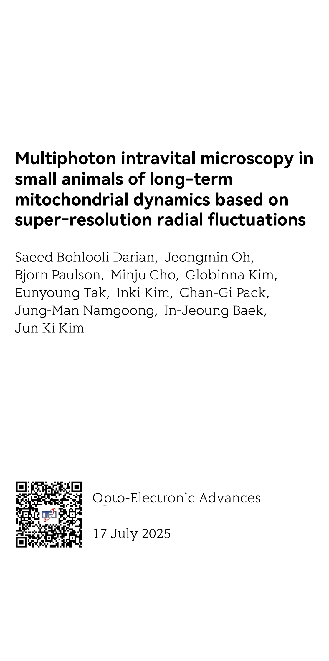 Multiphoton intravital microscopy in small animals of long-term mitochondrial dynamics based on super‐resolution radial fluctuations_1