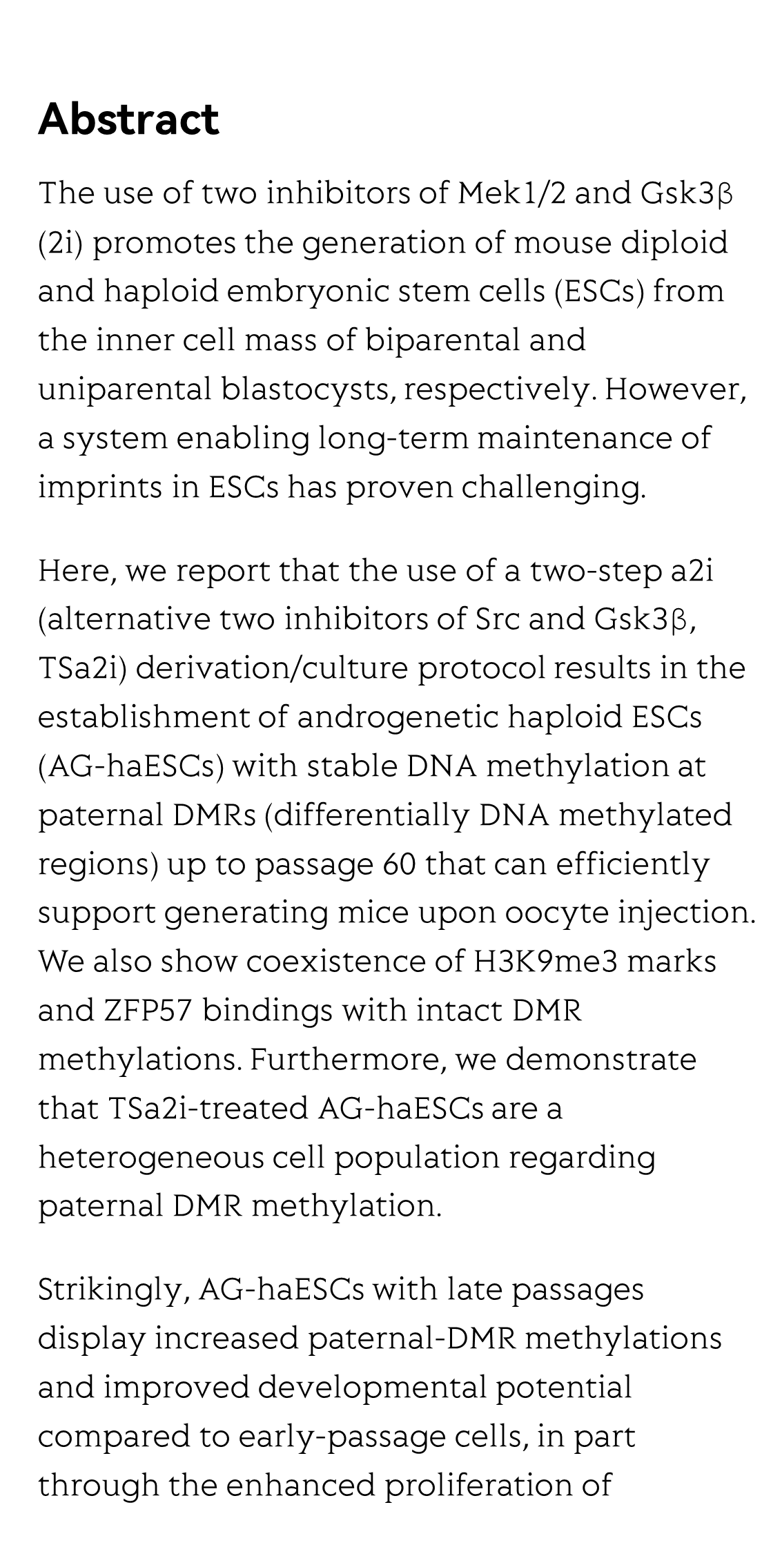 Epigenetic integrity of paternal imprints enhances the developmental potential of androgenetic haploid embryonic stem cells_2