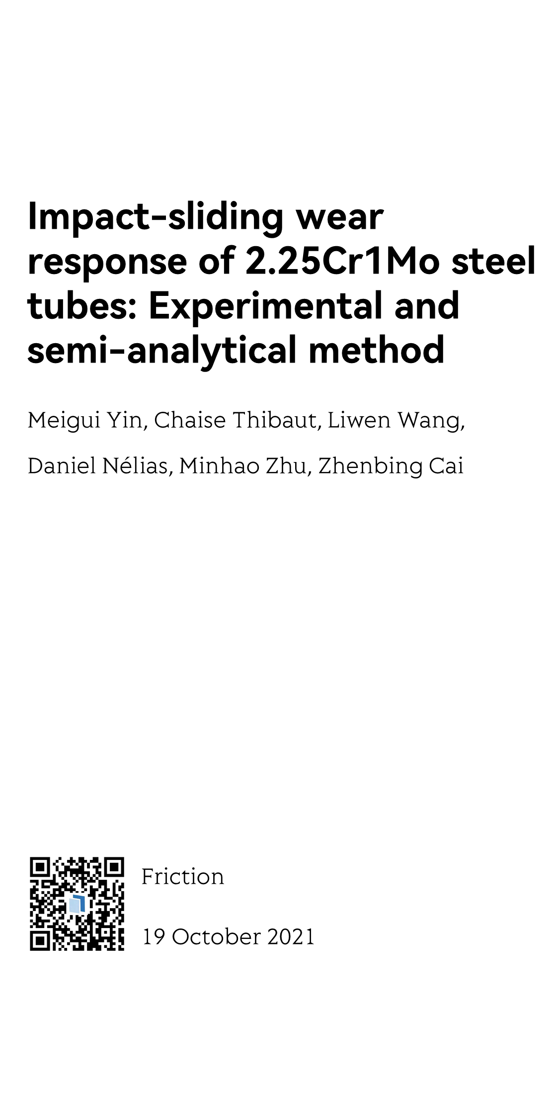 Impact-sliding wear response of 2.25Cr1Mo steel tubes: Experimental and semi-analytical method_1