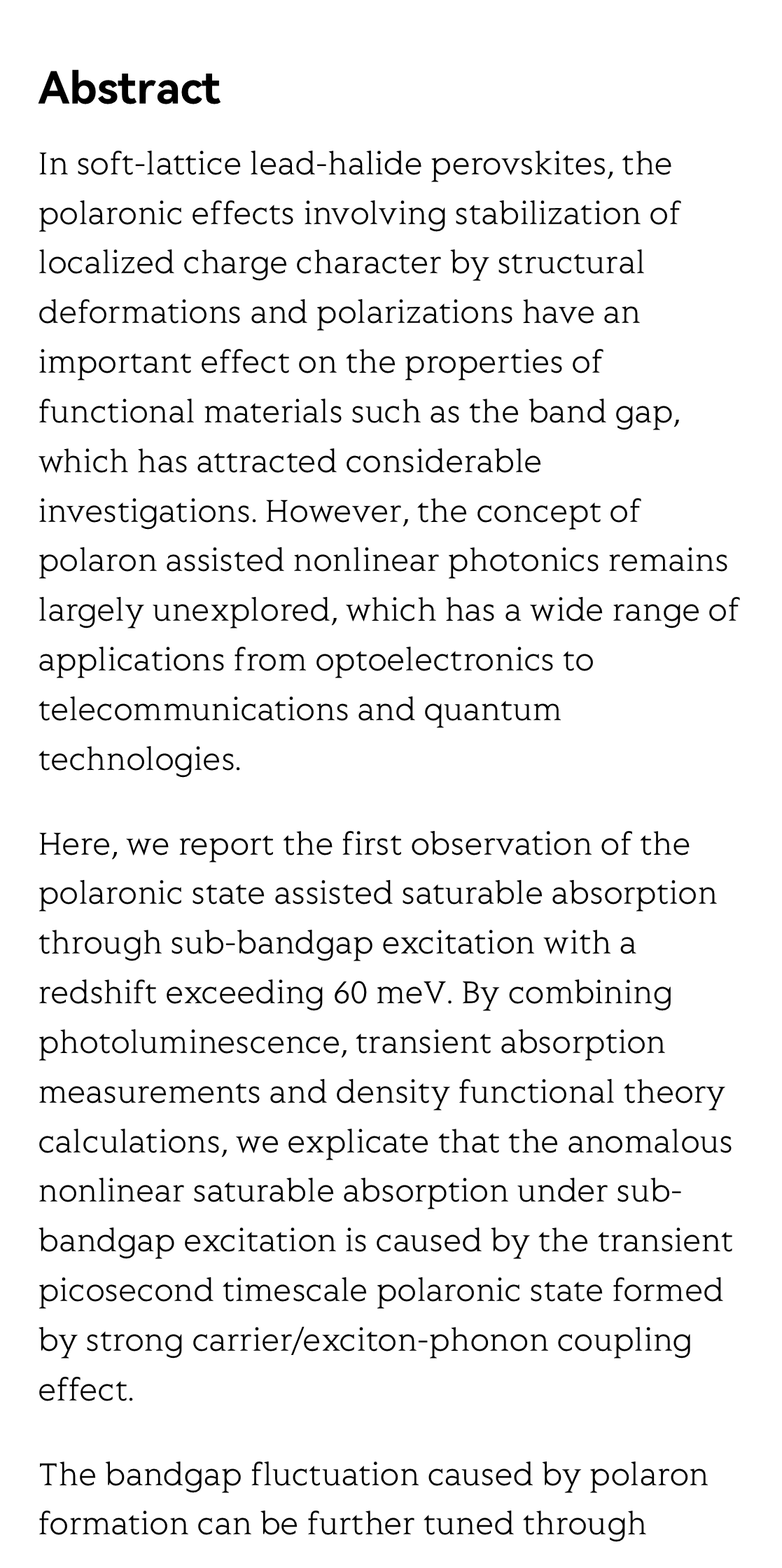 Observation of polaronic state assisted sub-bandgap saturable absorption_2